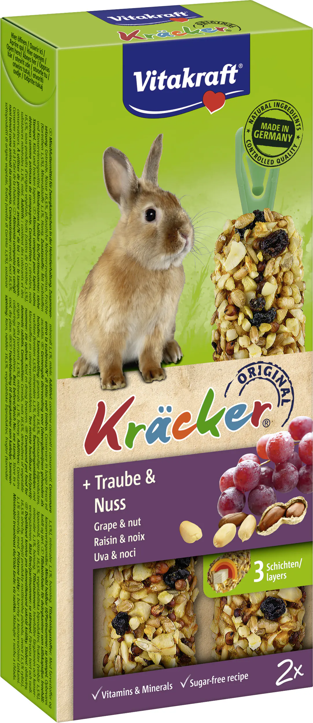 Vitakraft Nagerfutter Snack Kräcker 112 g Traube & Nuss 2 Stück