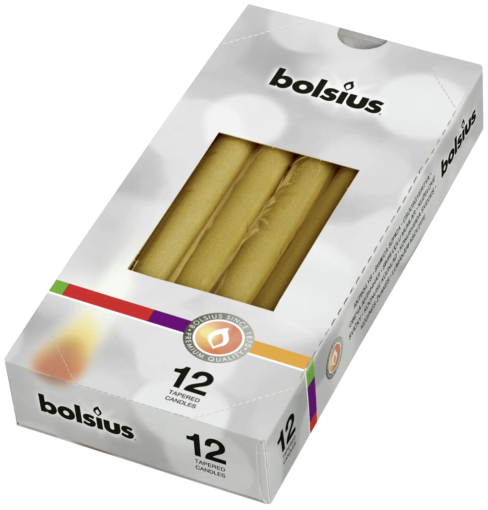 Bolsius Spitzkerze gold, Höhe: 25 cm, Ø 2,4 cm