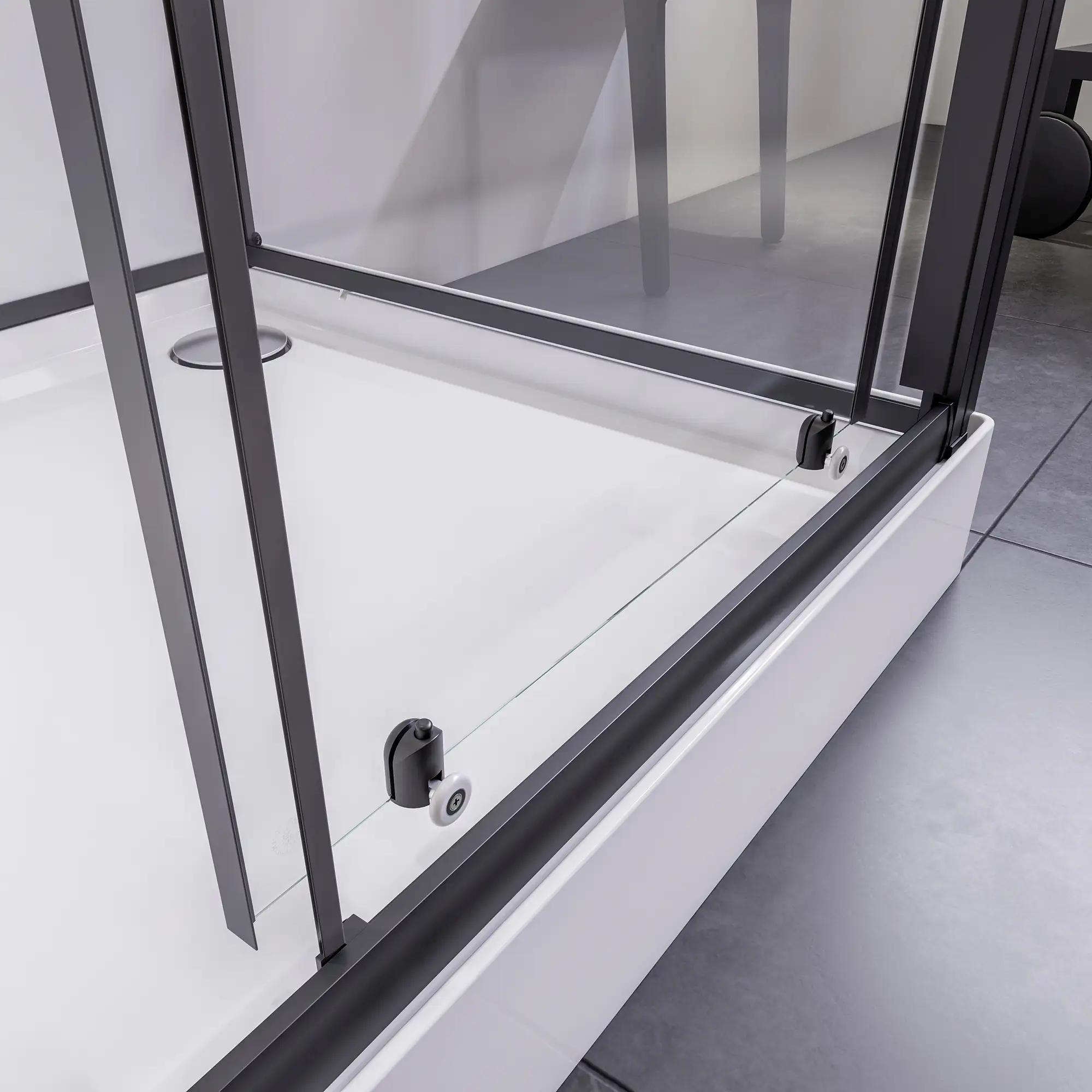 Breuer Komplettdusche BR 100 Schiebetür + Seitenwand li 80x120x204 cm, Schwarz, Klarglas hell