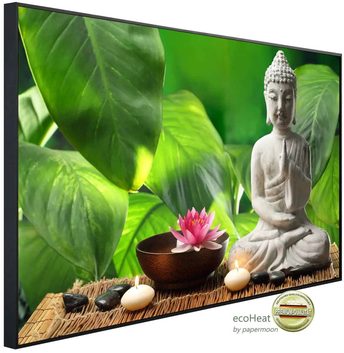 papermoon Infrarotheizkörper EcoHeat 90x120 cm 1200 Watt Buddha Meditation