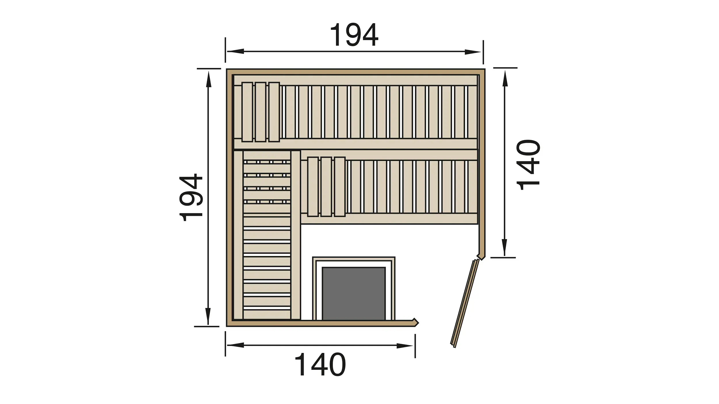 Weka Element-Ecksauna Varberg 3 HT OS mit Massivholztür