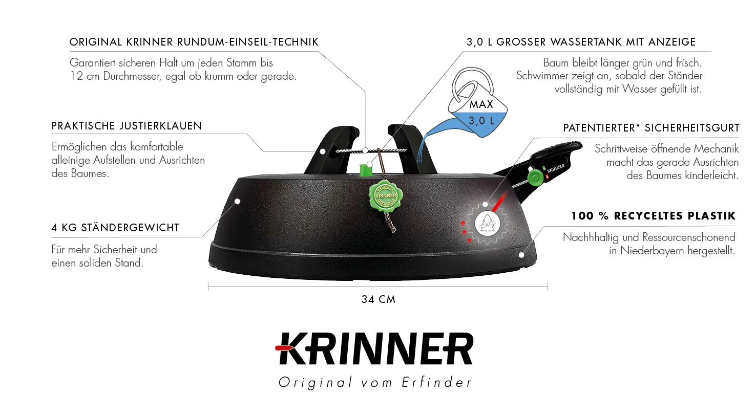 Krinner Christbaumständer GreenLine Comfort Grip S Stamm Ø: bis 11 cm Krinner Christbaumständer GreenLine Comfort Grip S Stamm Ø: bis 11 cm