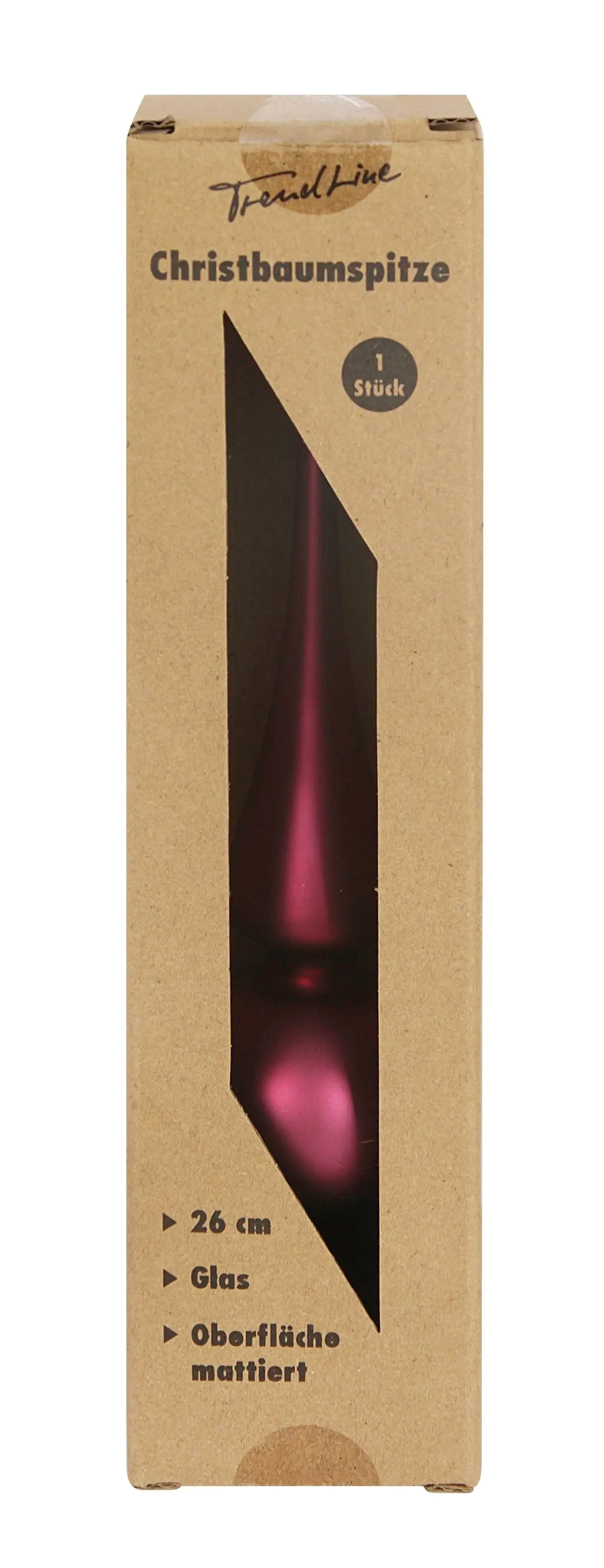 TrendLine Christbaumspitze aus Glas 26 cm magnolienrosa matt TrendLine Christbaumspitze aus Glas 26 cm magnolienrosa matt