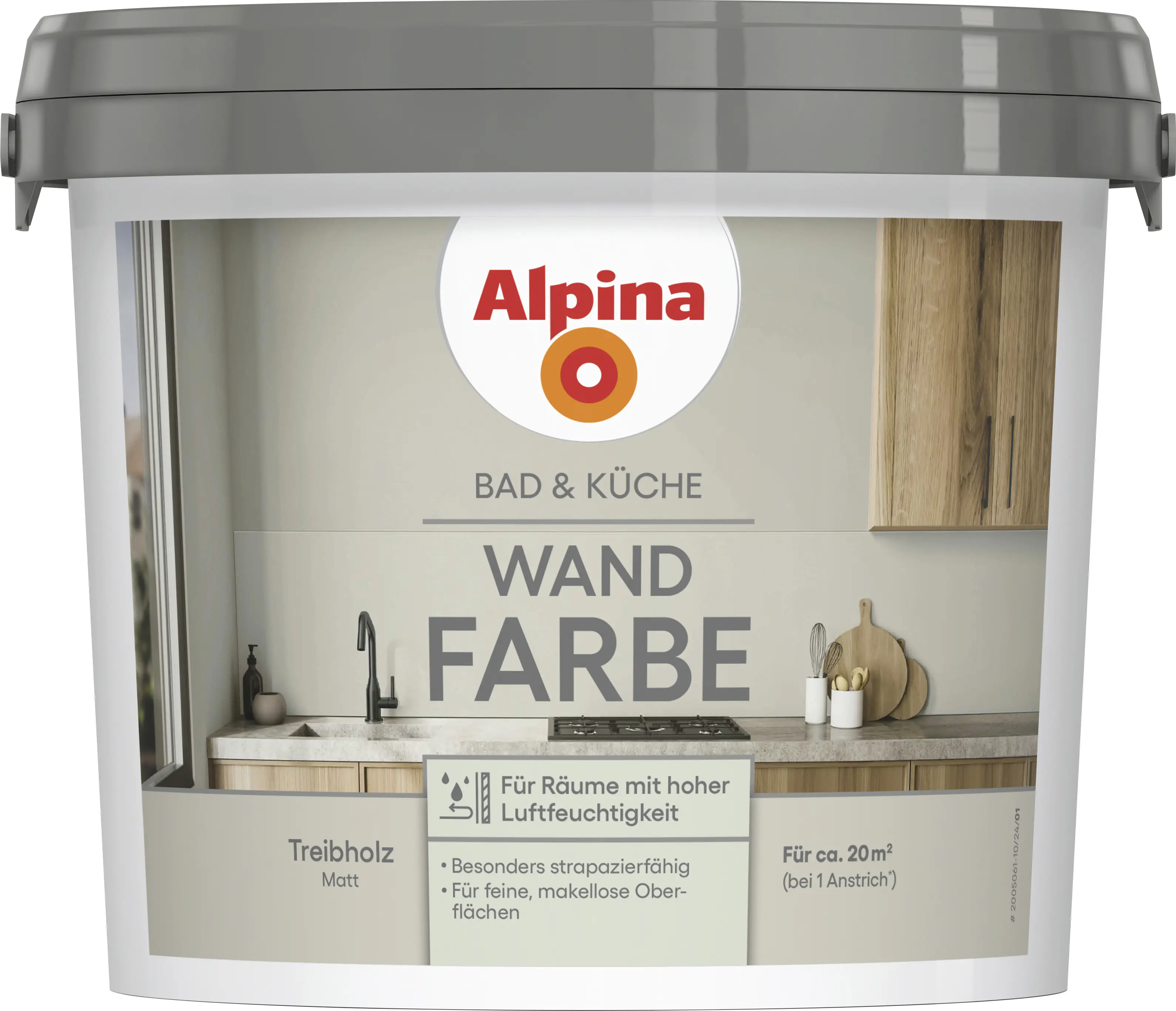 Alpina Wandfarbe für Küche & Badezimmer Treibholz 2,5 L