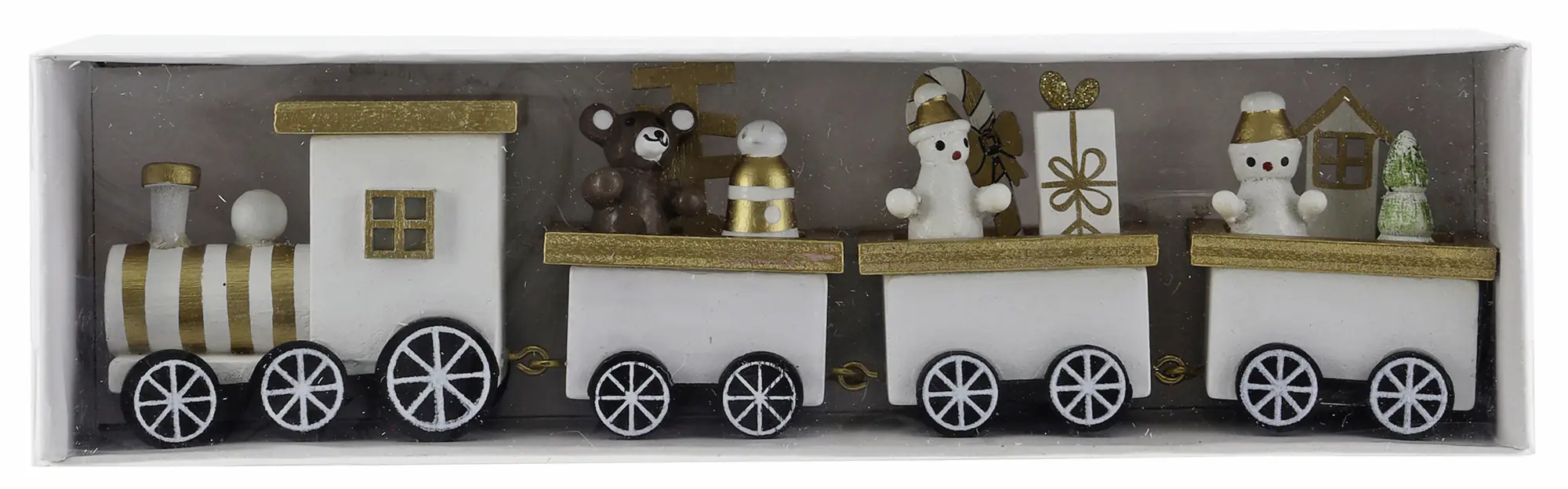 Dekofigur Weihnachts-Zug aus Holz 19 cm weiß 1 Stück