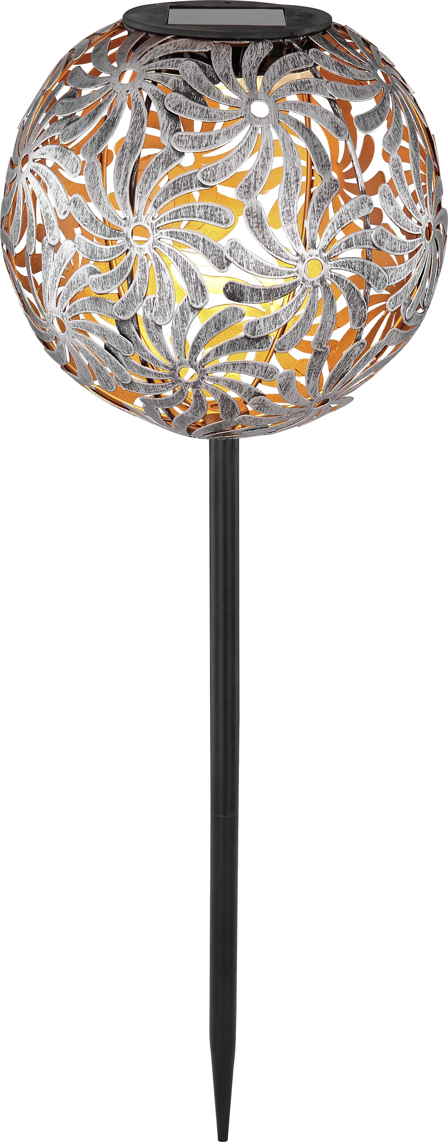 Globo Lightning LED Solarleuchte Kugel Metall silber/grau Erdspieß