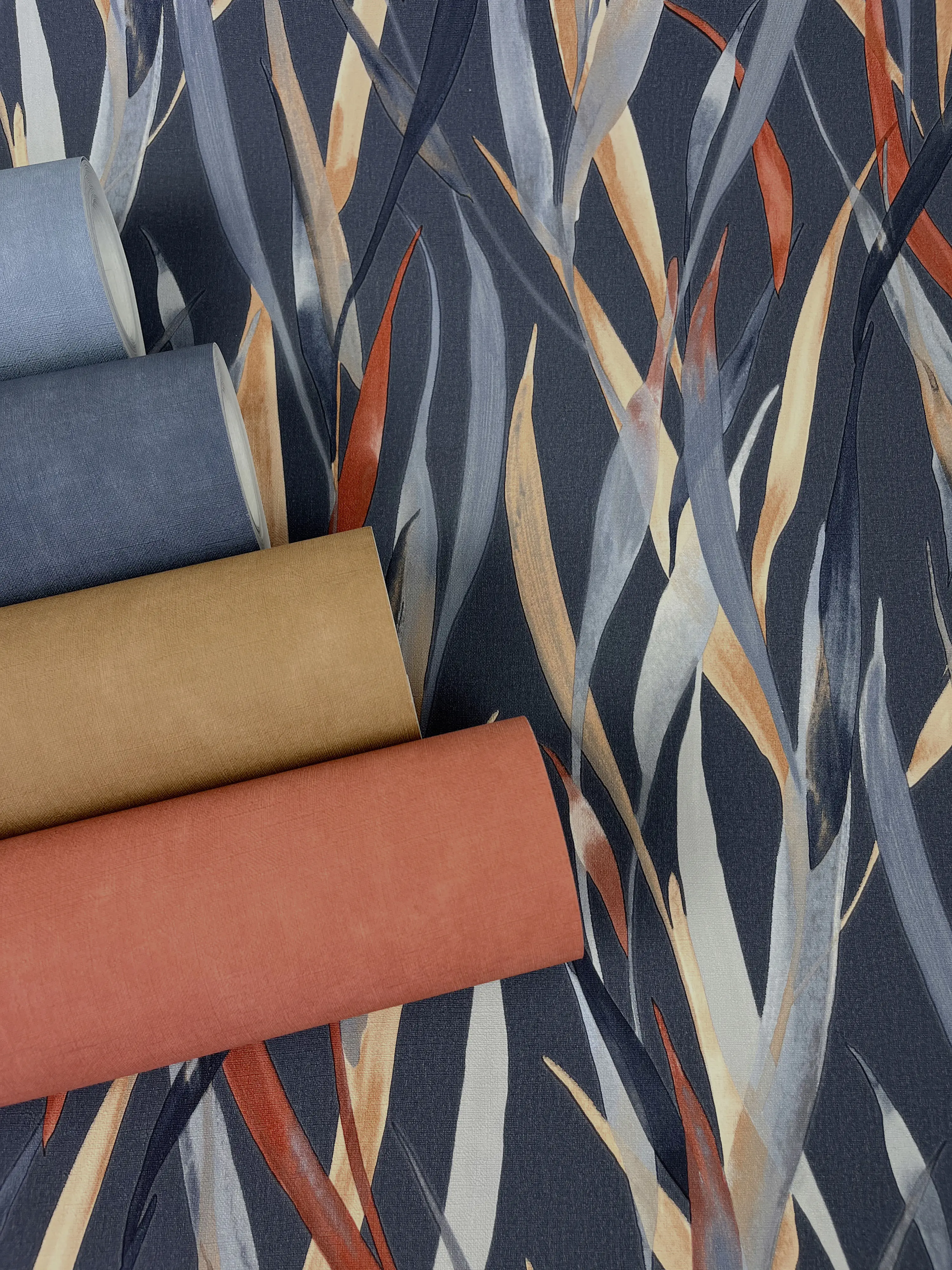 Rasch Vliestapete Paraiso Muster Gräser blau bunt 10,05 x 0,53 m