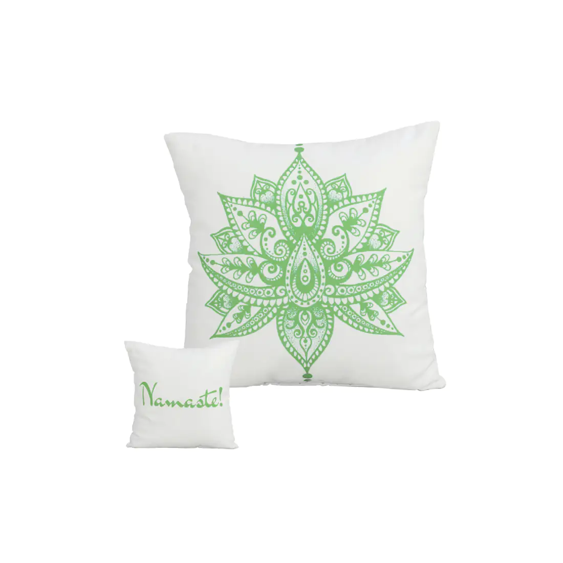 4333692070133 Primaster Wendekissen Namaste 45 x 45 cm, weiß-grün