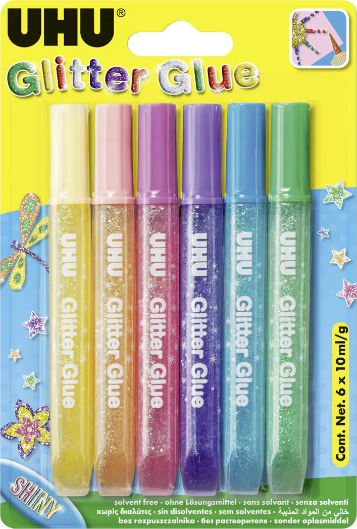 UHU Glitter Glue Shiny 6 x 10 ml UHU Glitter Glue Shiny 6 x 10 ml
