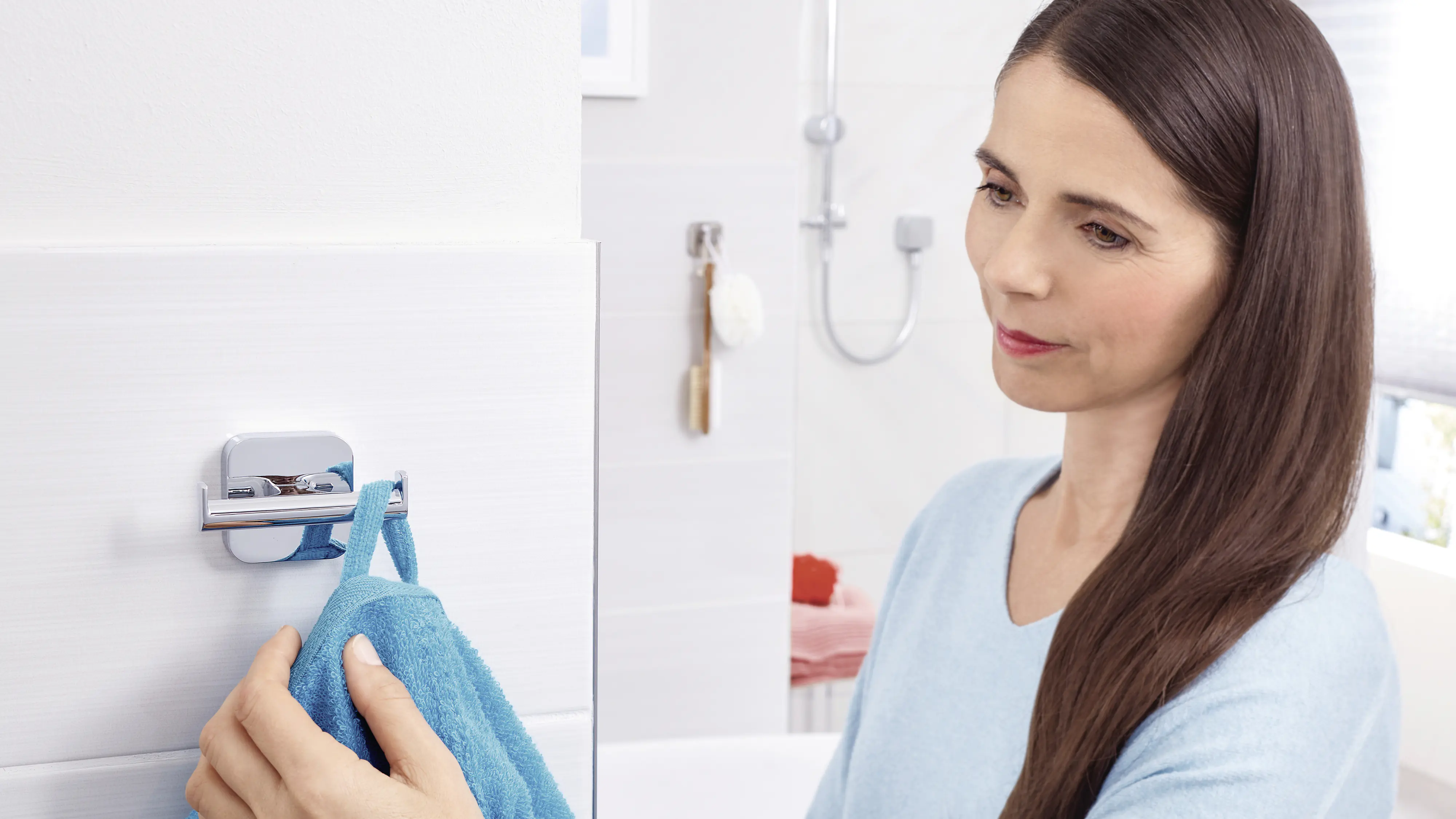 tesa Bademantelhaken doppelt Elegaant Metall, chrom, rostfrei