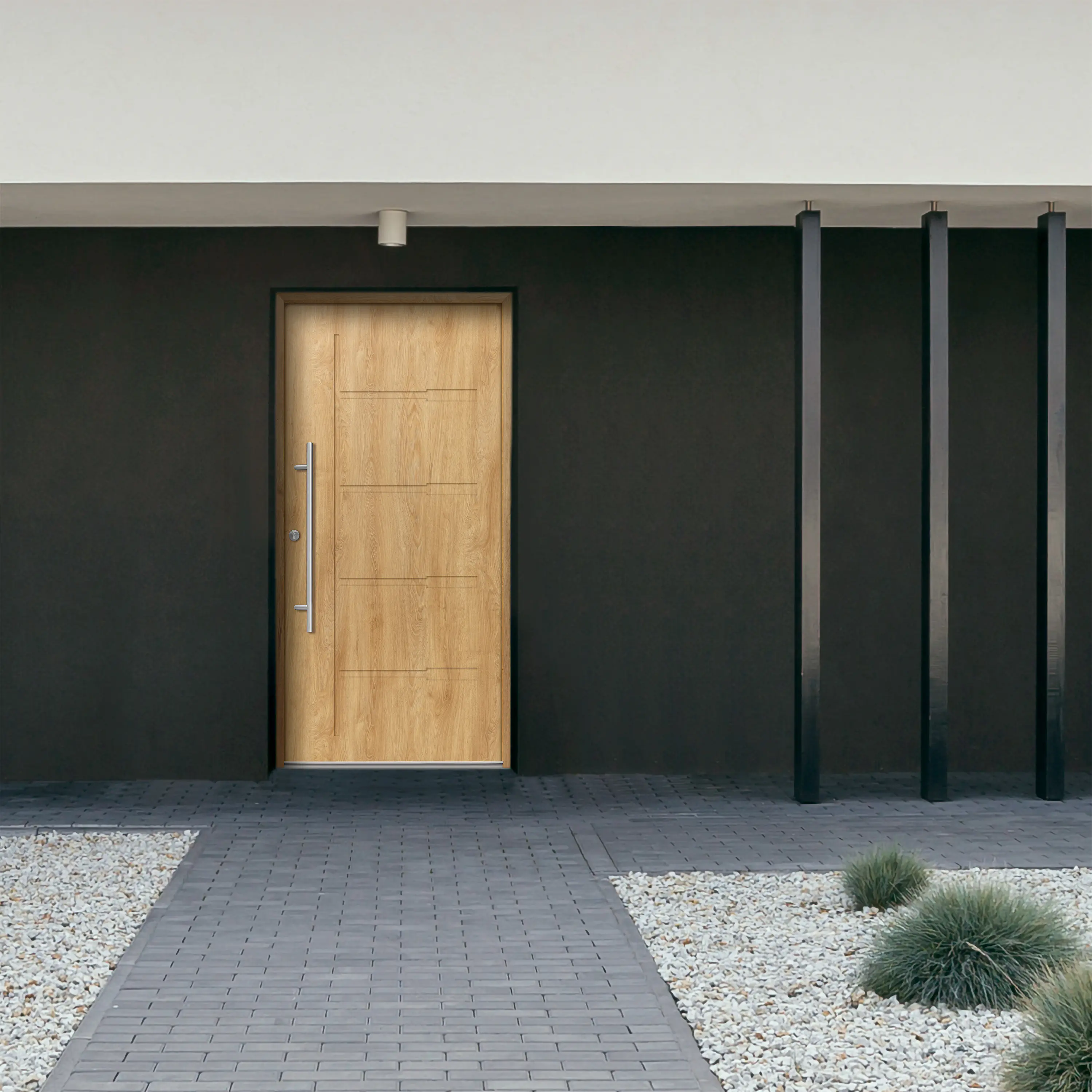 Splendoor Haustür Passivedoor Premium H1 Eiche Natur DIN Links 100 x 210 cm