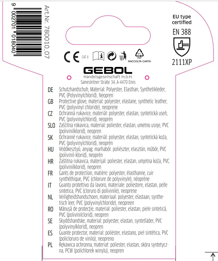 Gebol Handschuh Cornus  