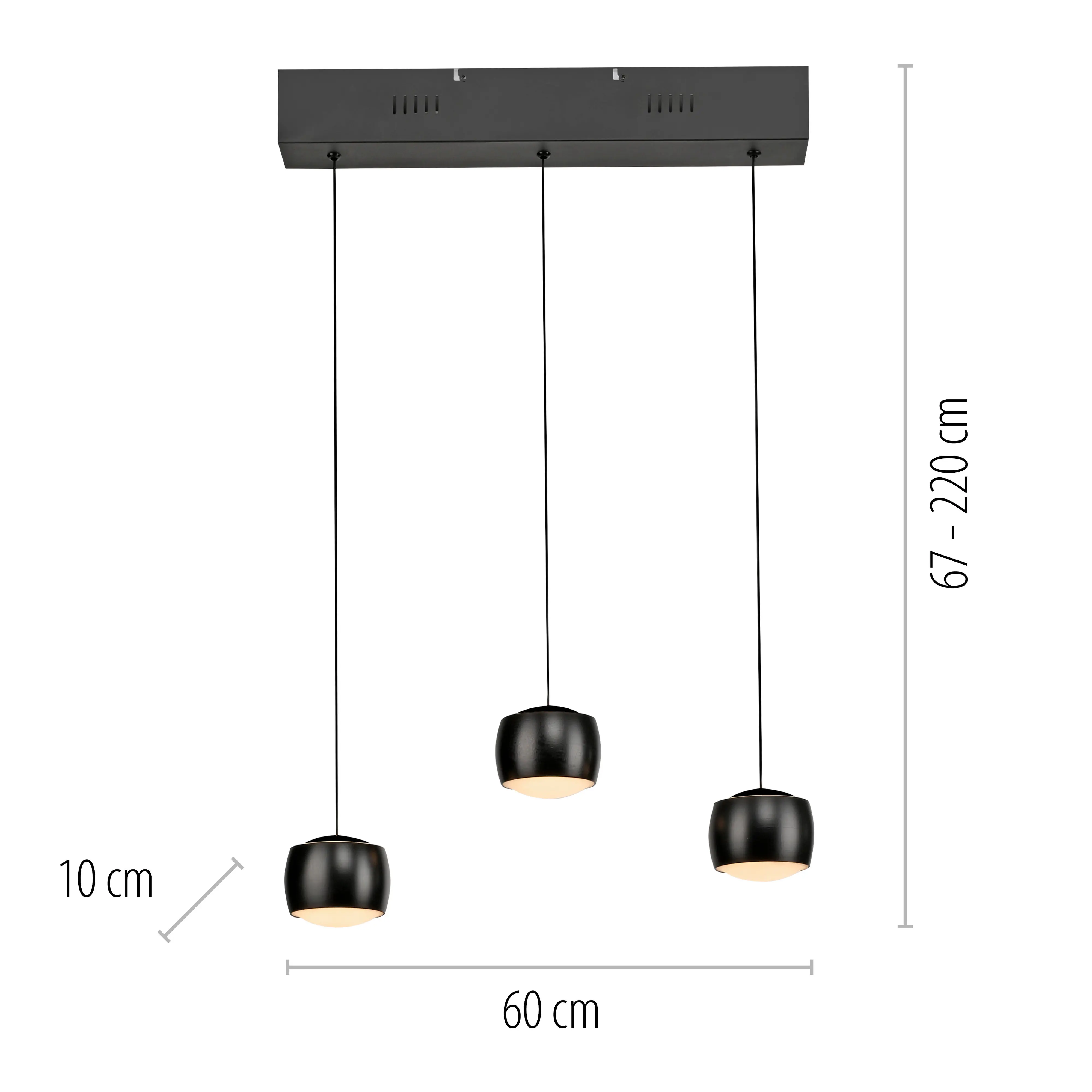 Just Light LED Pendelleuchte Ballini 3 Flammig 220 cm warmweiß