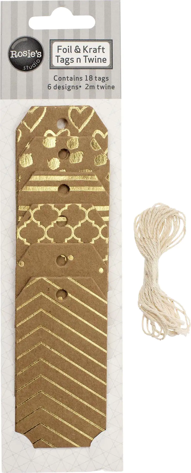 Glorex Geschenk-Anhänger Karton 9 x 4cm goldfarben bedruckt, 18 Stück