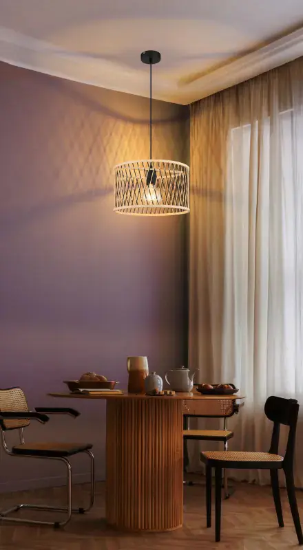 Globo Hängeleuchte Mali Ø 35 x 150 cm Bambus schwarz matt