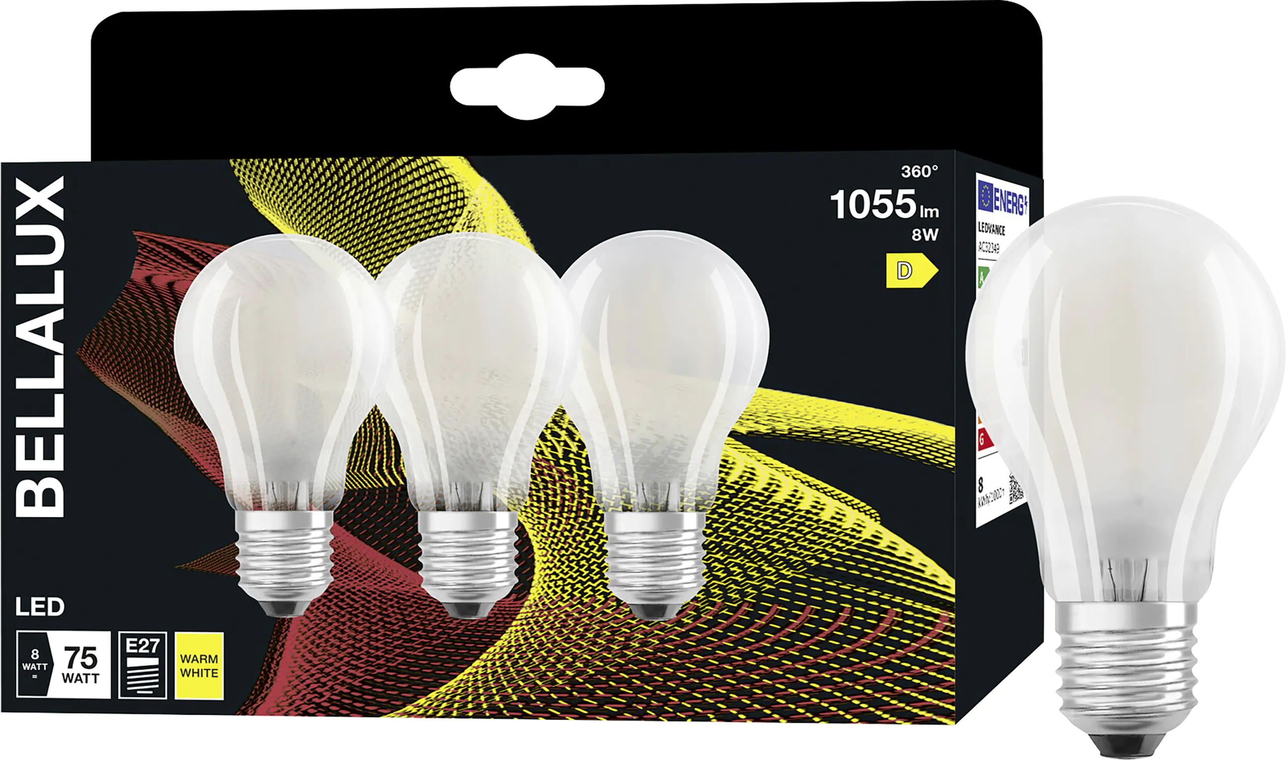 Bellalux LED Leuchtmittel Klassik A75 E27 7,5 W warmweiß weiß matt 3er Pack
