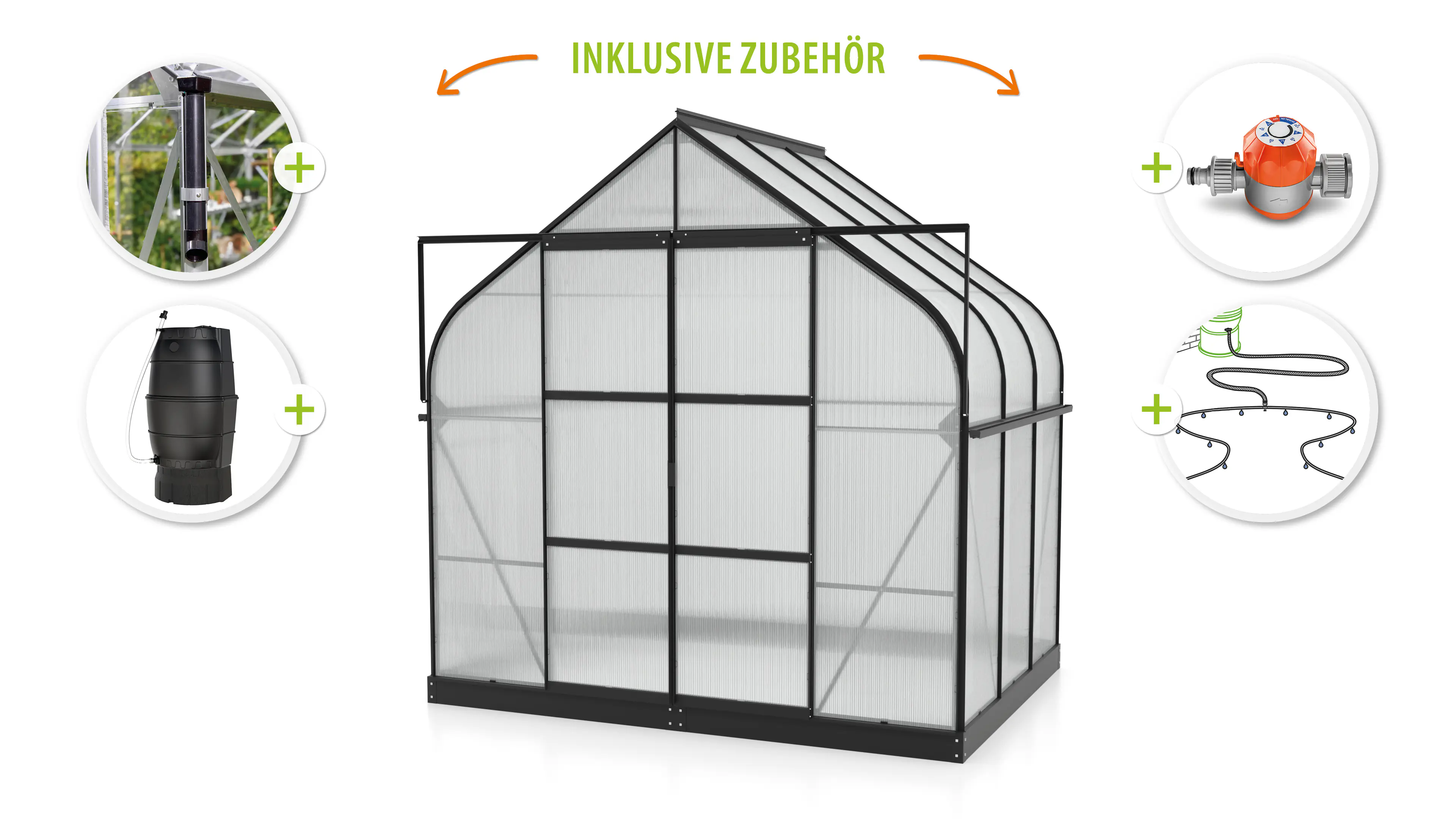 Vitavia Gewächshaus-Set Dione 5000 HKP 4 mm schwarz 254 x 192 cm