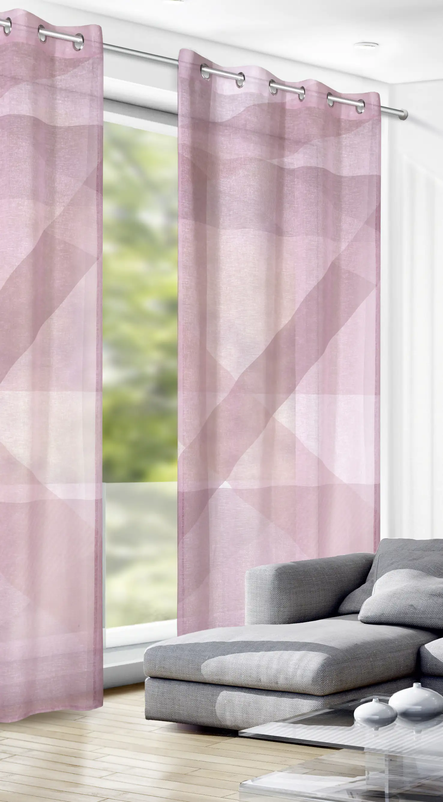 Neusser Collection Ösenschal Grafik rose, 135 x 245 cm