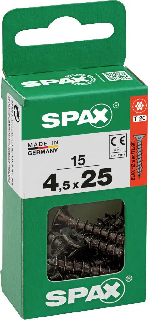 Spax Universalschrauben 4,5 x 25 mm T20 Vollgewinde - 15 Stk. 