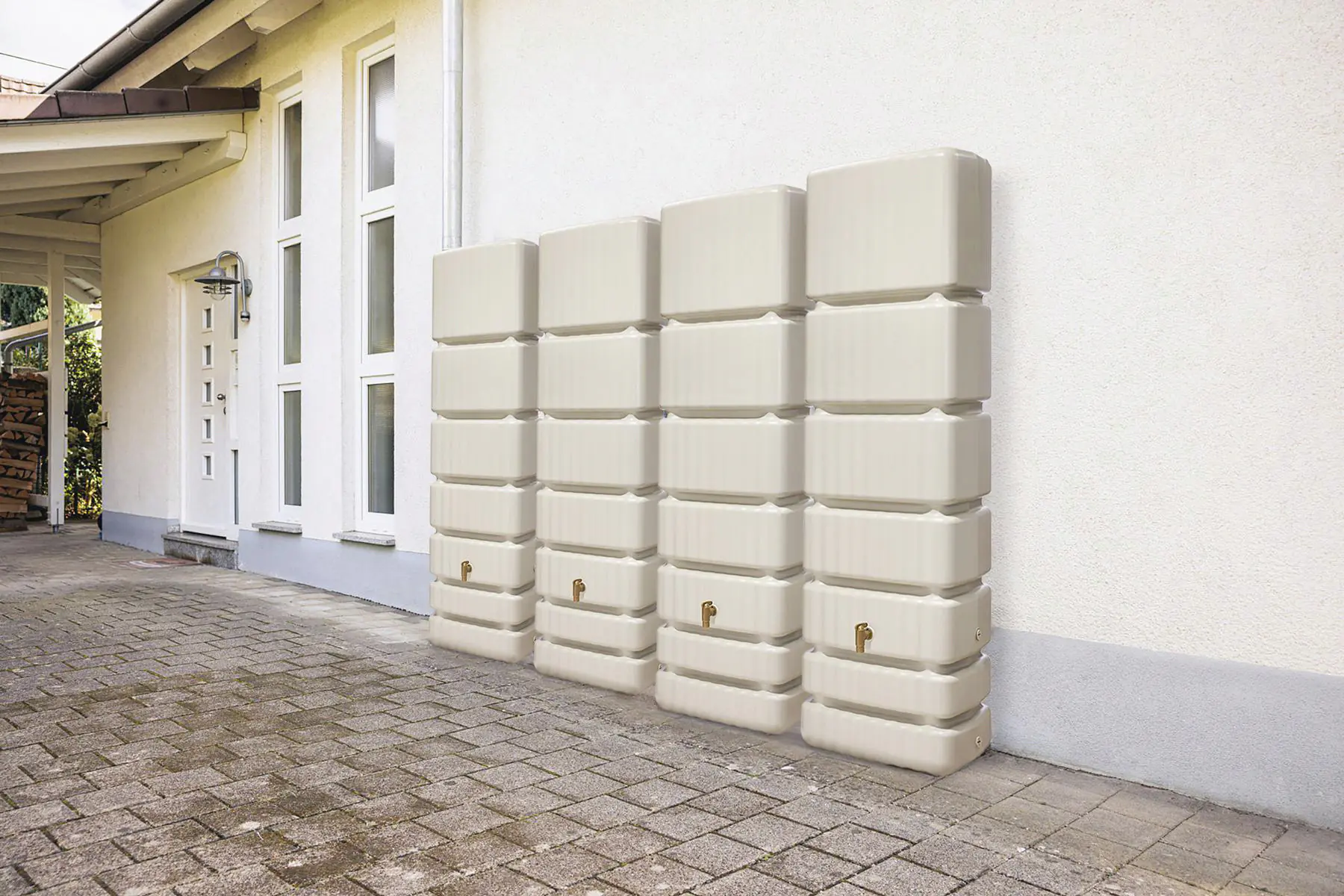 4rain Regenspeicher Slim Wandtank-Set 1400 L