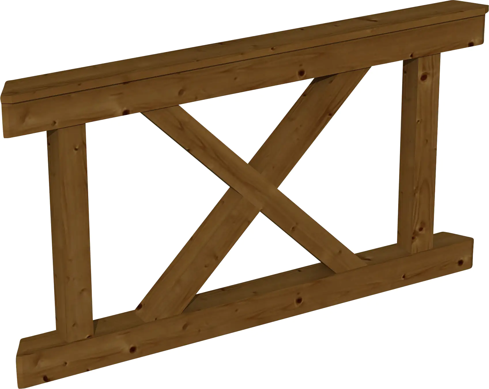 SKAN HOLZ Brüstung Andreaskreuz 150 x 84 cm, Fichte, lasiert in Nussbaum