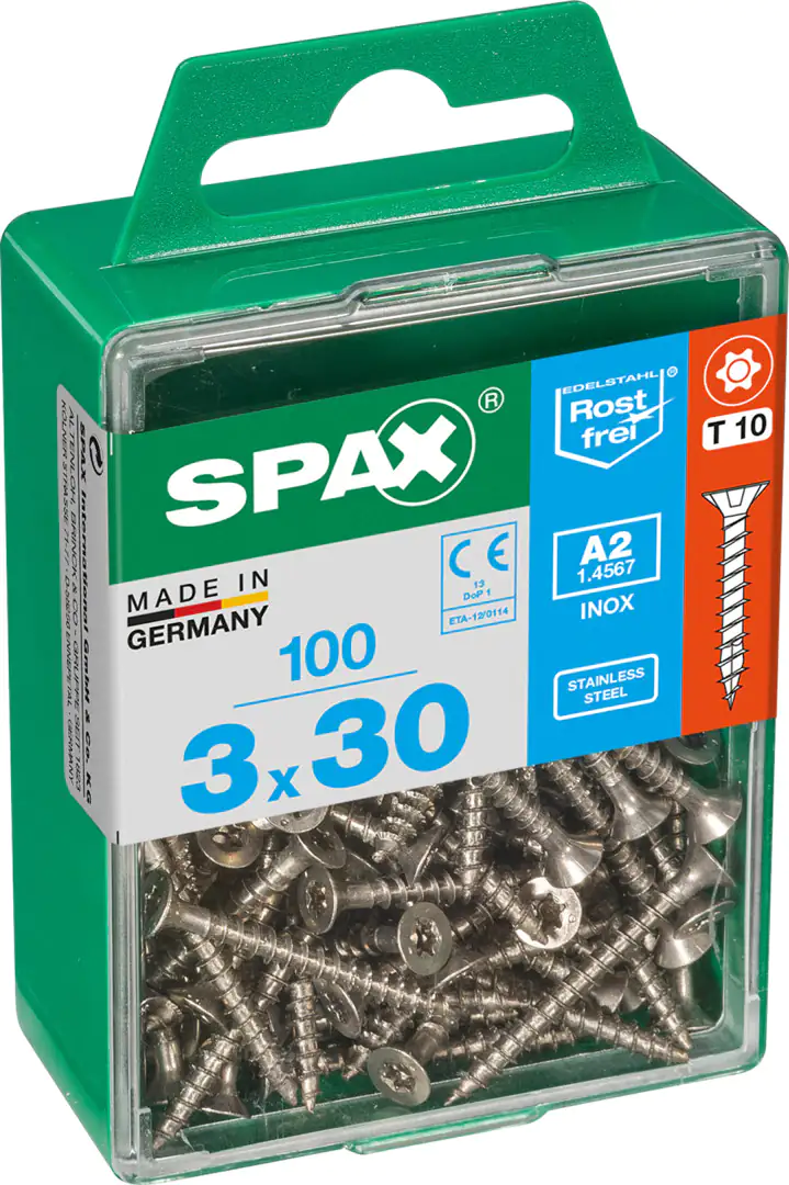 Spax Universalschrauben 3.0 x 30 mm TX 10 Senkkopf - 100 Stk.