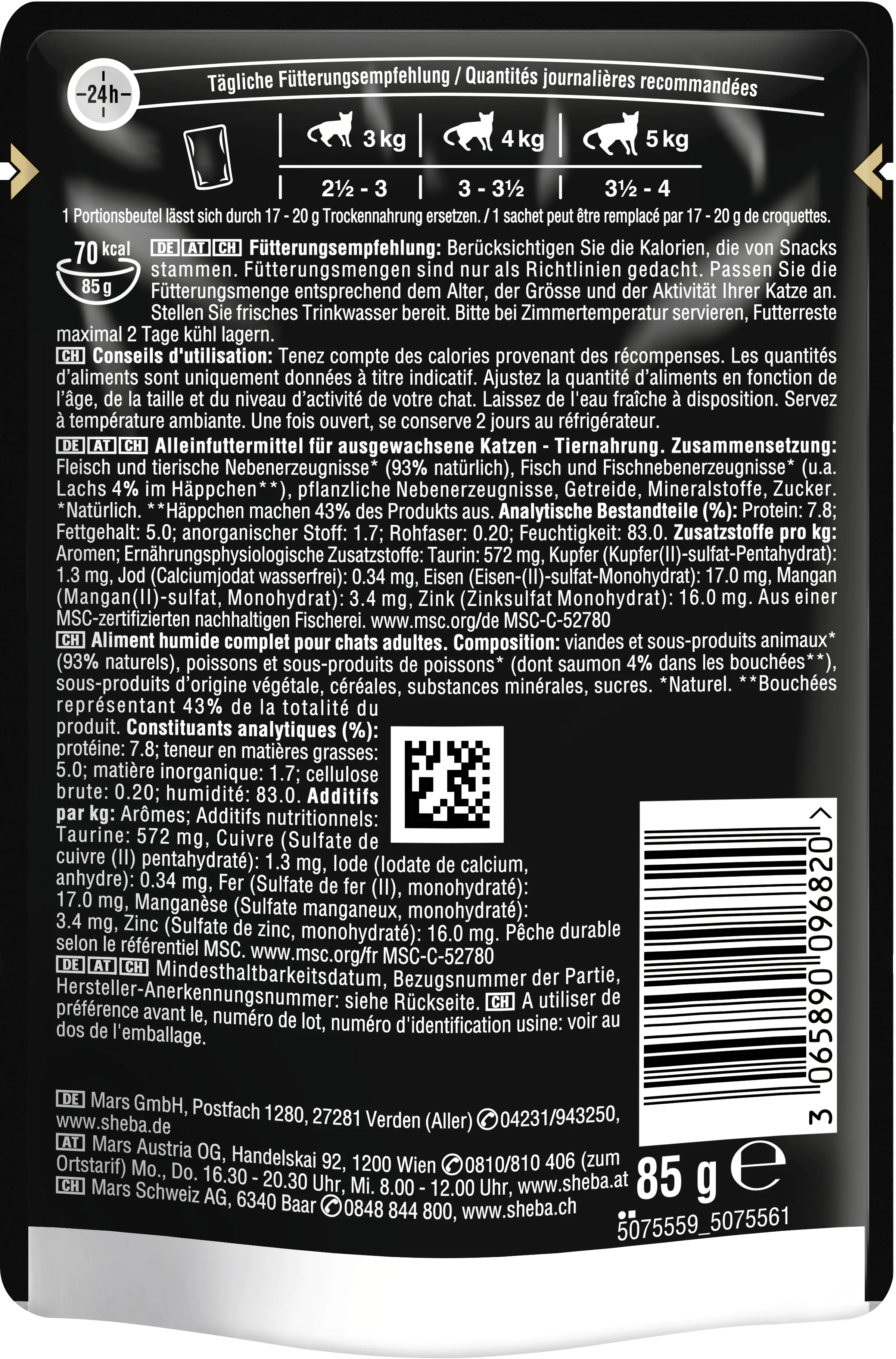 Sheba Katzennassfutter Lachs in Soße 85 g Sheba Cuisine 85 g, Lachs Sheba Katzennassfutter Lachs in Soße 85 g Sheba Cuisine 85 g, Lachs