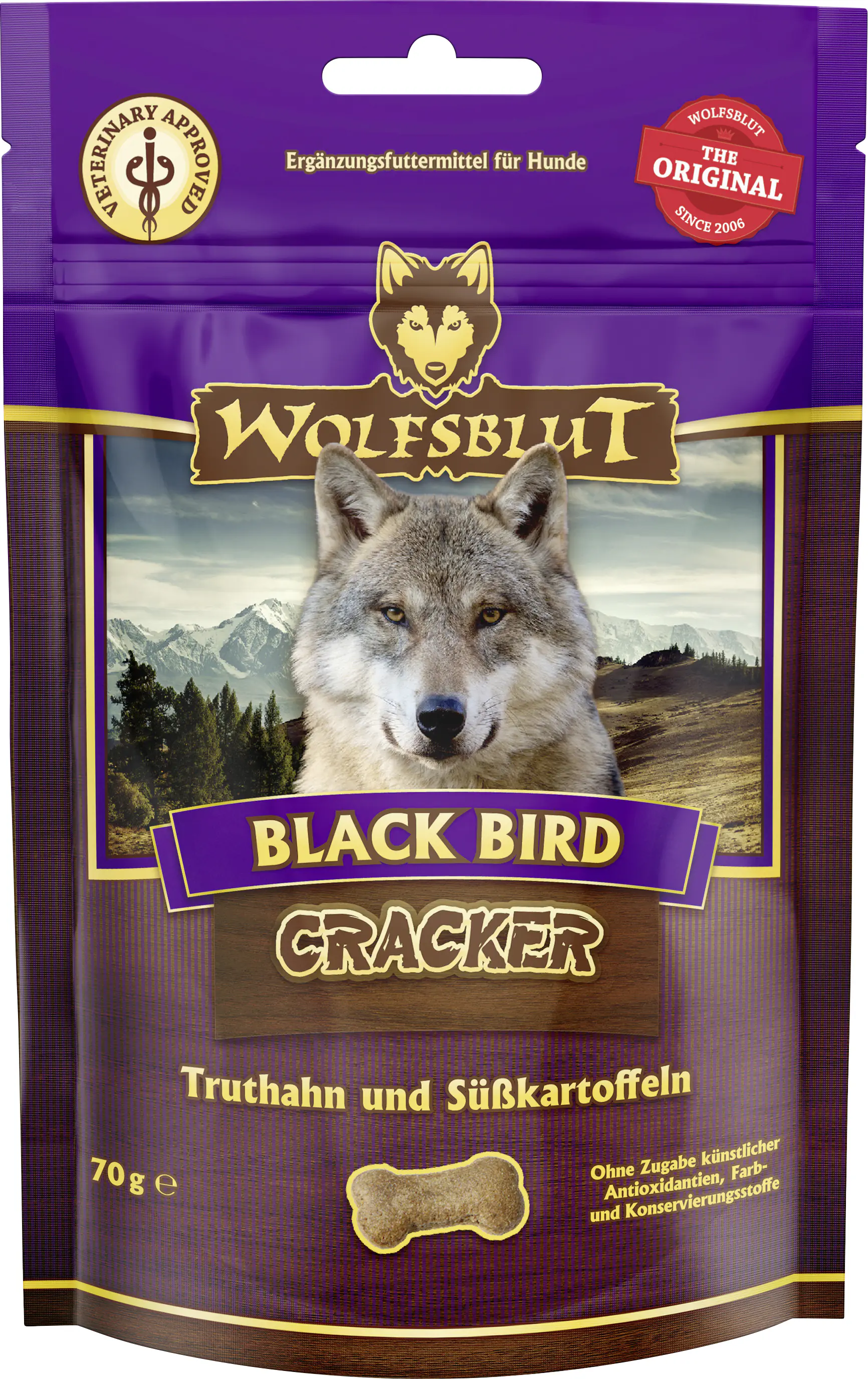 Wolfsblut Hundeleckerli Black Bird Cracker getreidefrei 70 g Truthahn & Süßkartoffel