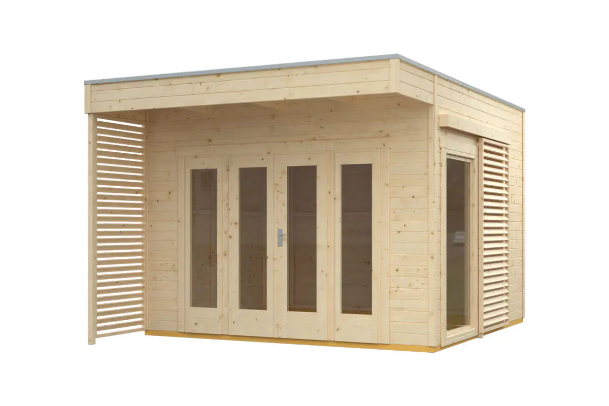 SKAN HOLZ Gartenhaus Tokio 2 340 x 340 cm natur mit Fußboden, einschalig