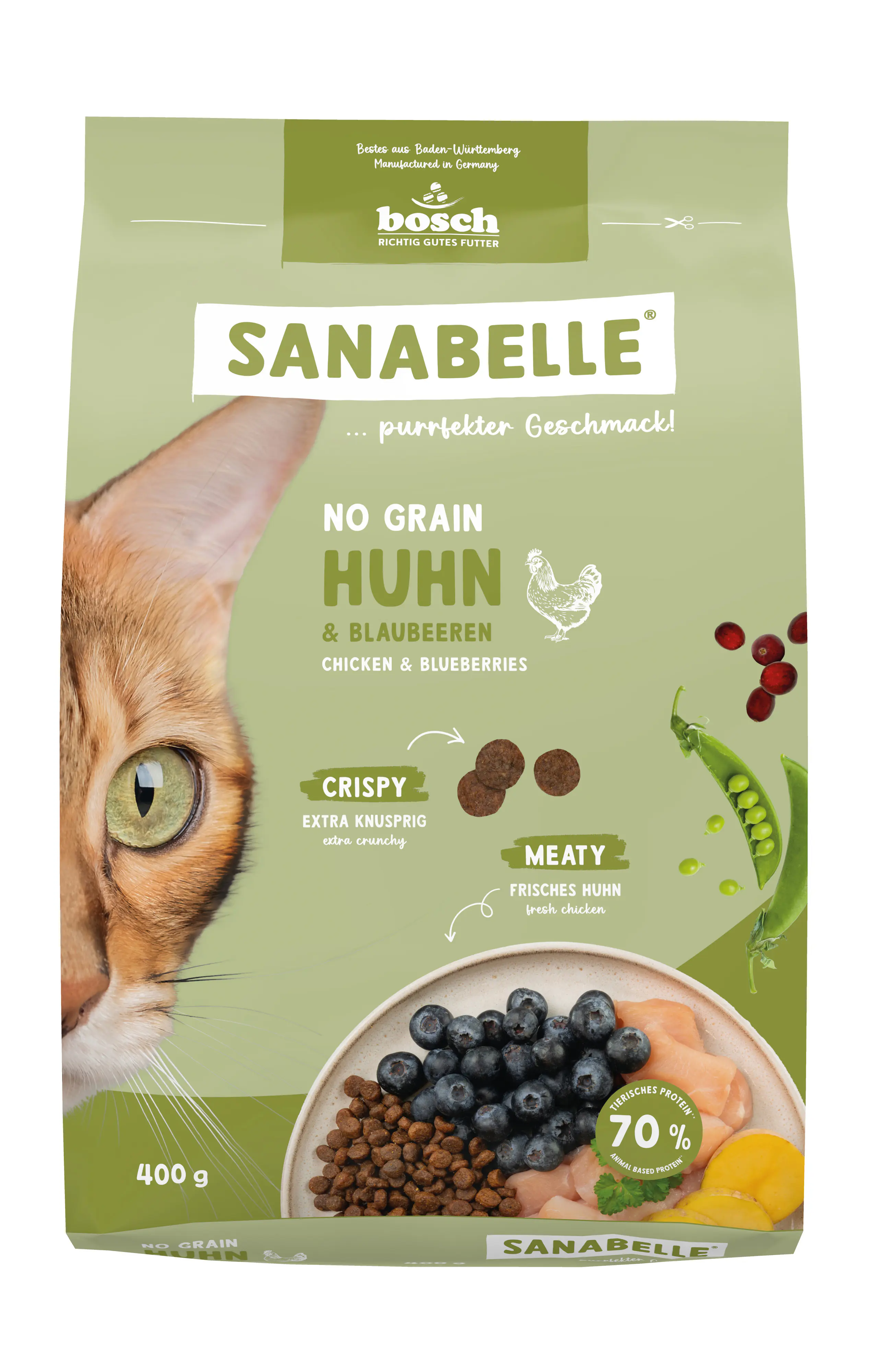Sanabelle Katzentrockenfutter Adult No Grain mit Huhn für ausgewachsene Katzen 400 g