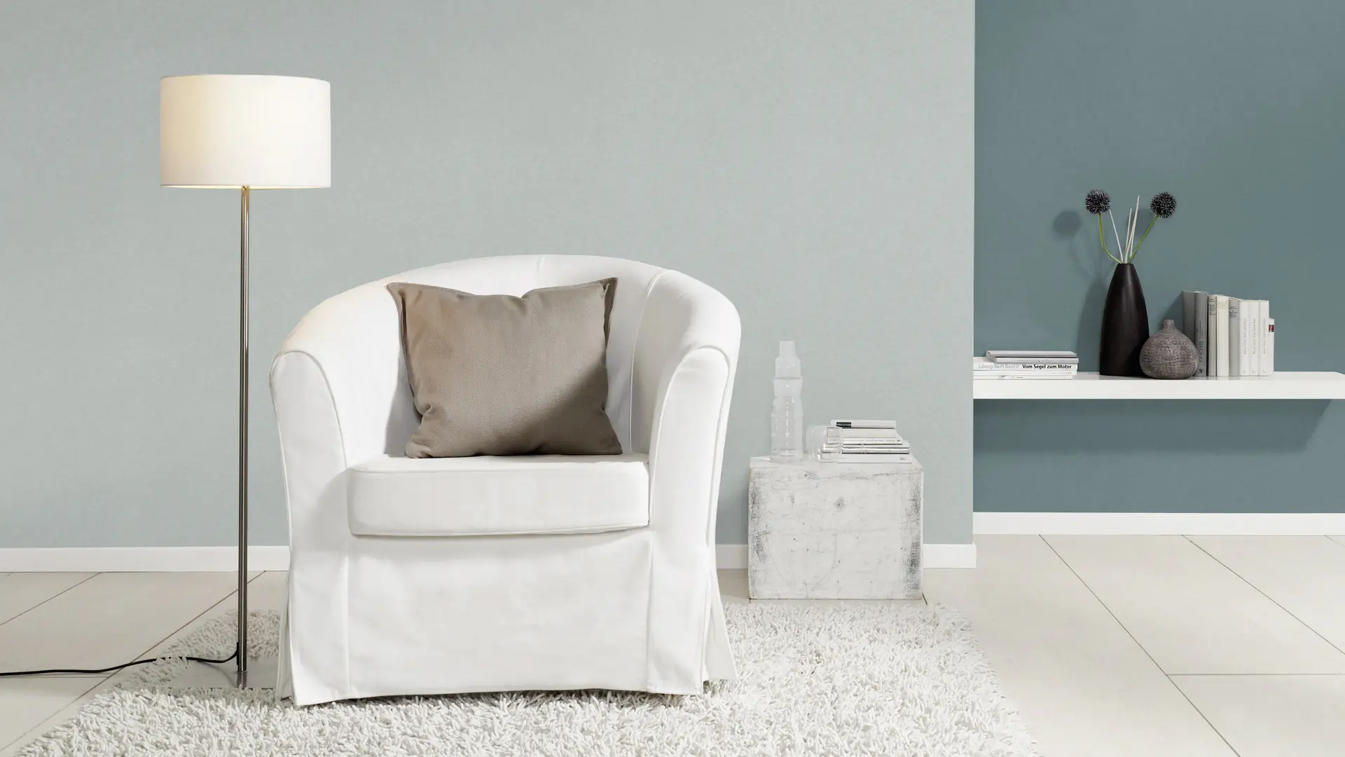 Schöner Wohnen Vliestapete Uni taubenblau 10,05 x 0,53 m