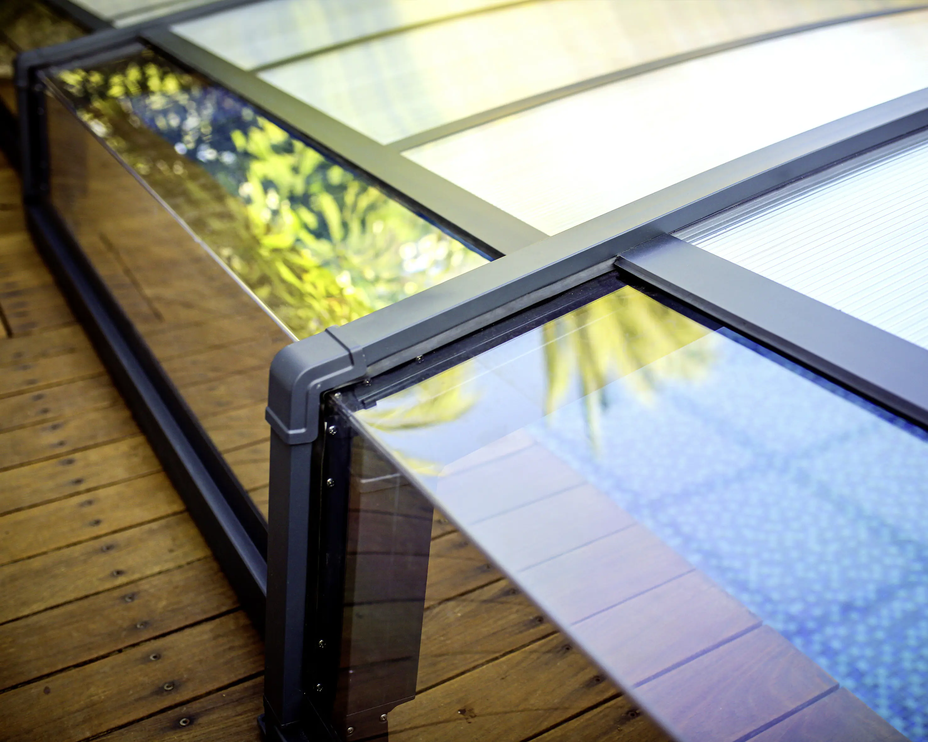 Canopia Poolüberdachung Majorca, 6,70 x 4,57, grau Aluminiumrahmen mit Polycarbonatplatten