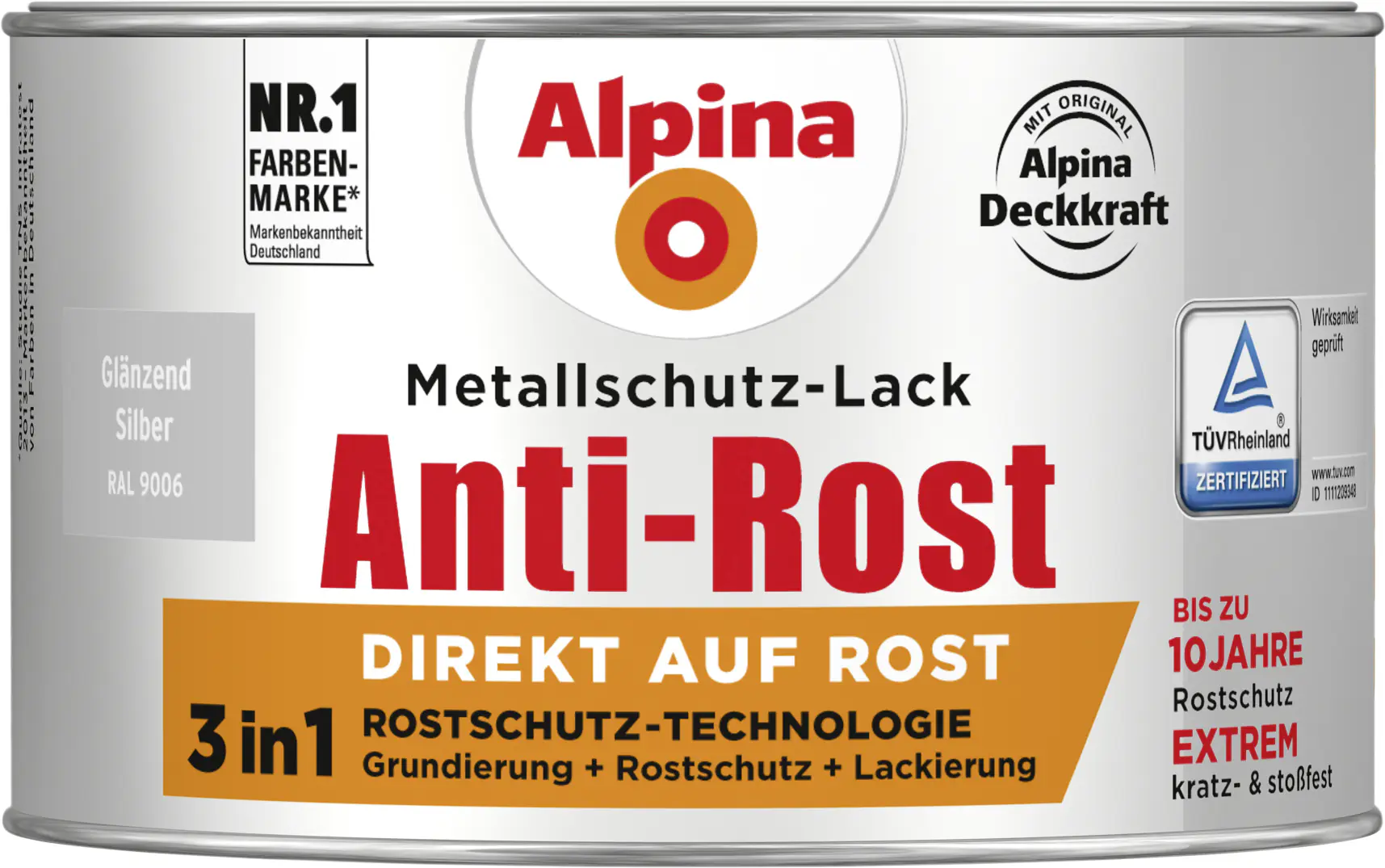 Alpina Metallschutz-Lack Anti-Rost 300 ml silber glänzend