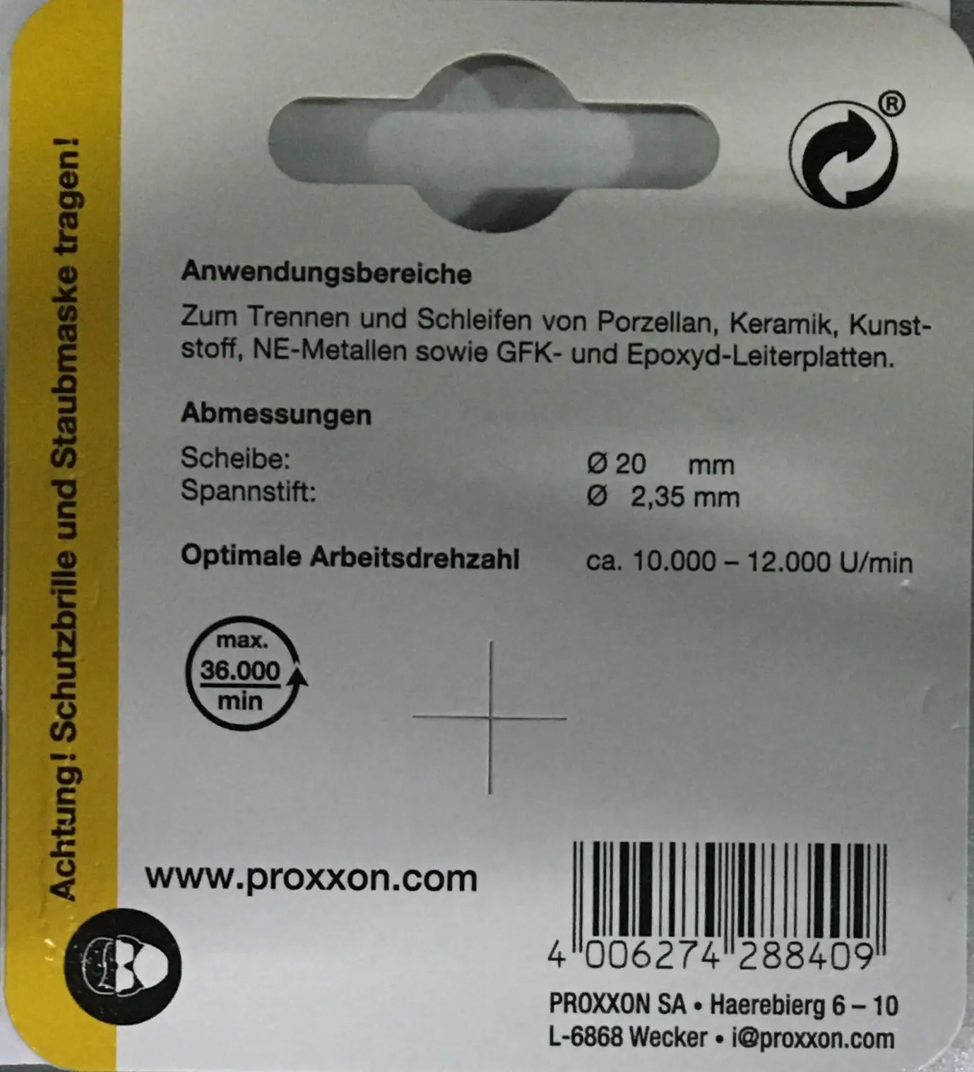Proxxon Micromot Trennscheibe Ø 20 x 2,35 mm diamentiert