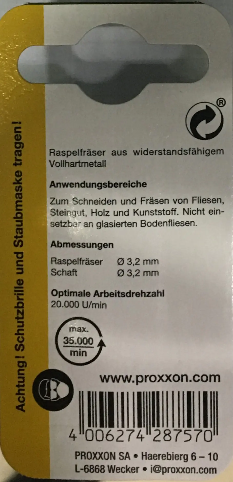 Proxxon Micromot Raspelfräser 3,2 mm