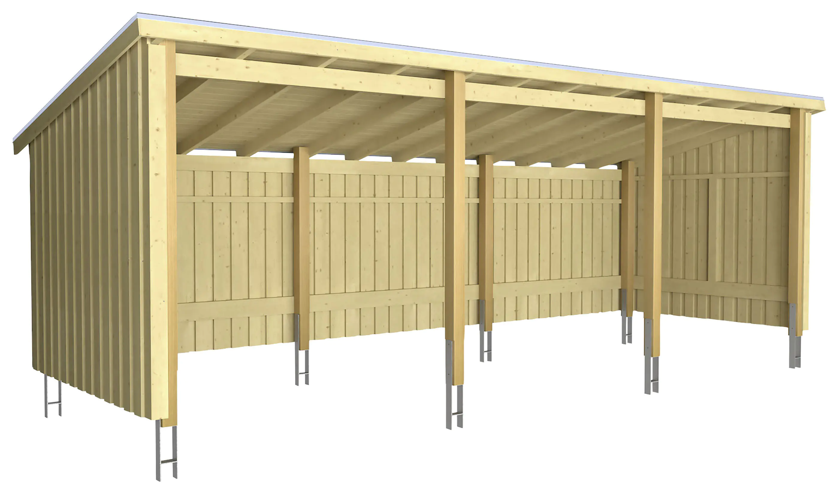 Plus Gartenhaus Nordic Multi 619 x 208 cm natur offen mit Dachpappe, H-Anker Plus Gartenhaus Nordic Multi 619 x 208 cm natur offen mit Dachpappe, H-Anker