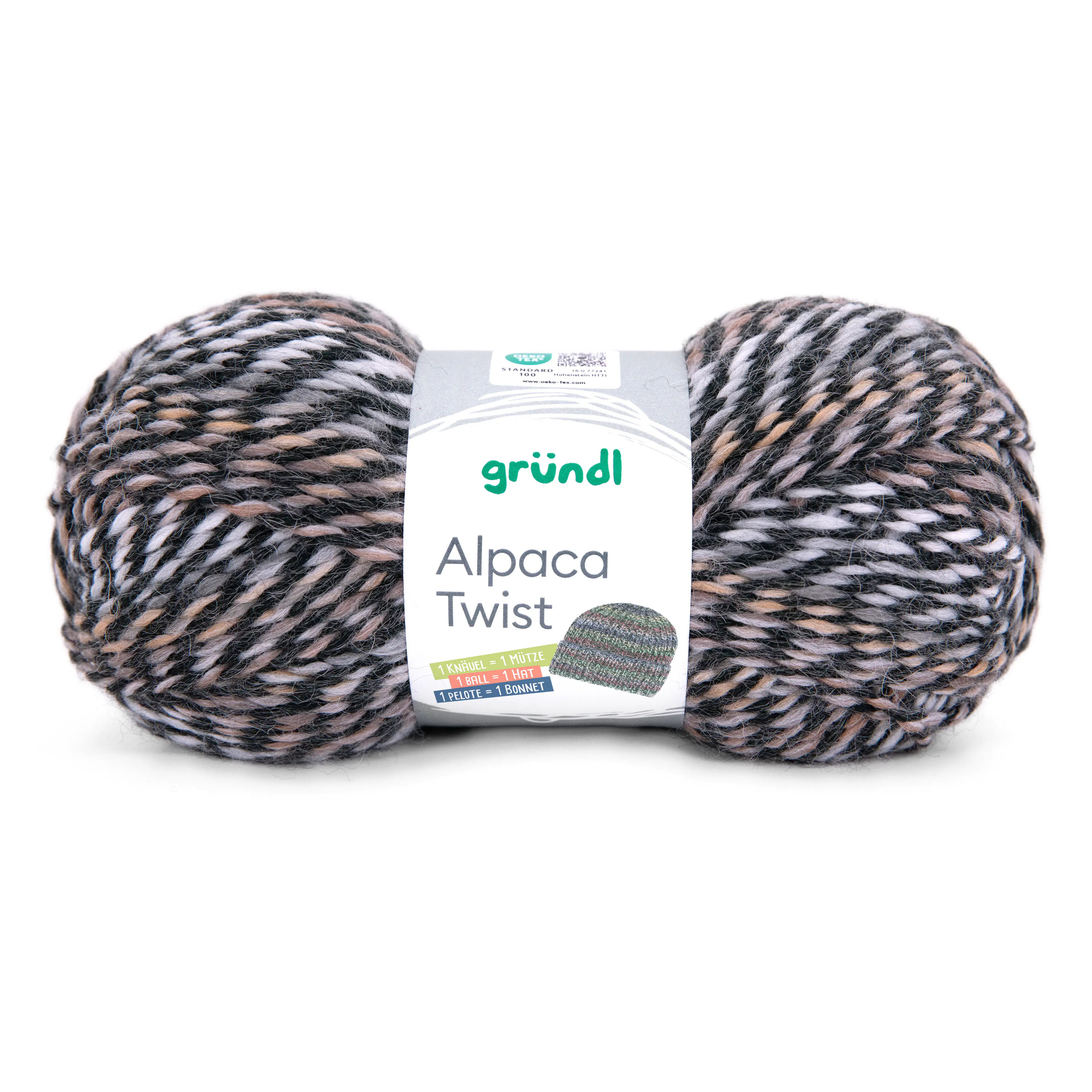 Gründl Wolle Alpaca Twist 100 g schwarz-weiß-walnuss