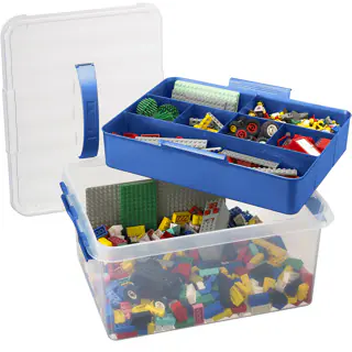 Sunware Aufbewahrungsbox Q-line mit Einsatz 15L transparent blau 40 x 30 x 18 cm