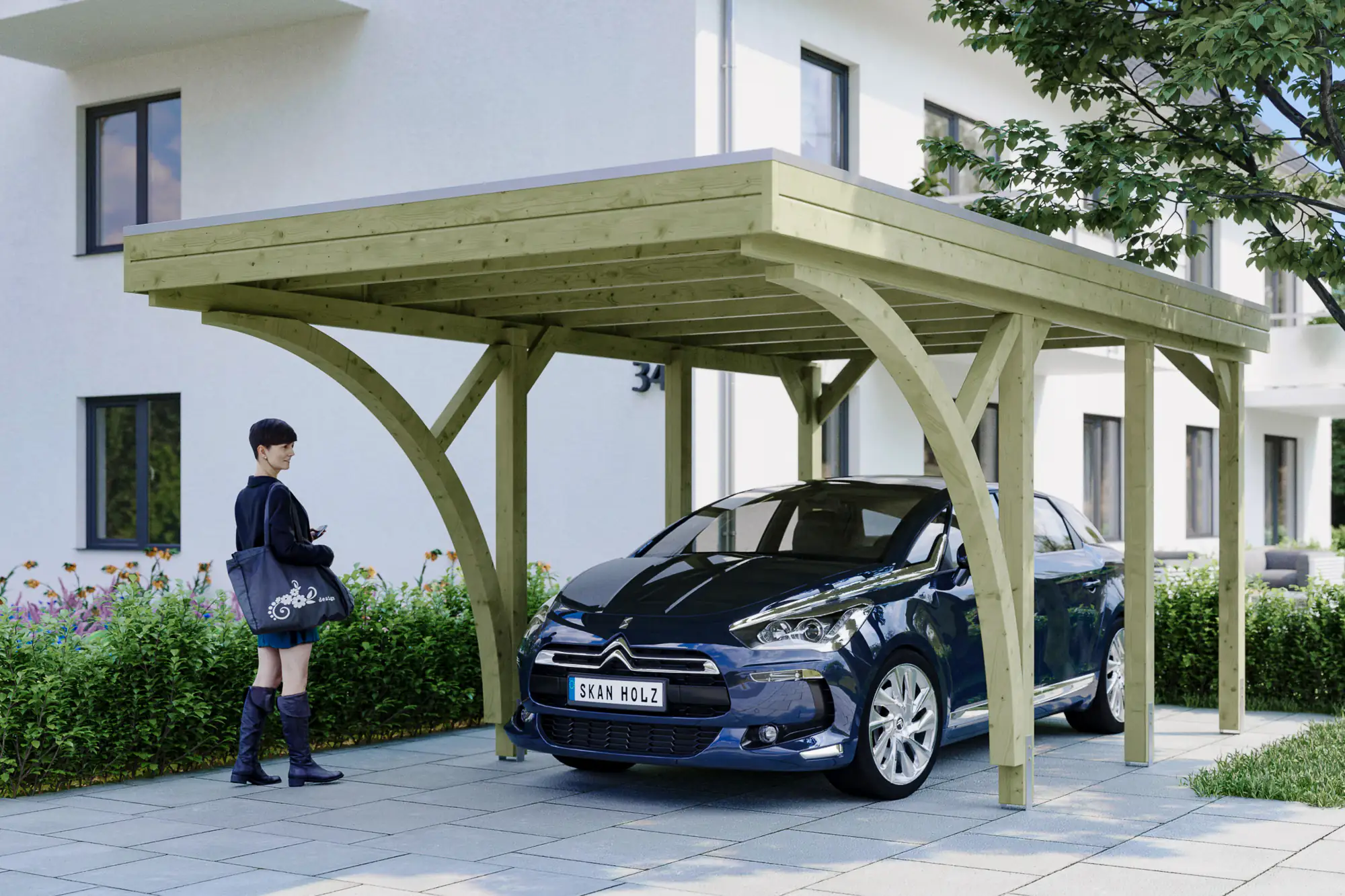 SKAN HOLZ Friesland Carport Set 6 314 x 555 cm, Grün imrpägniert