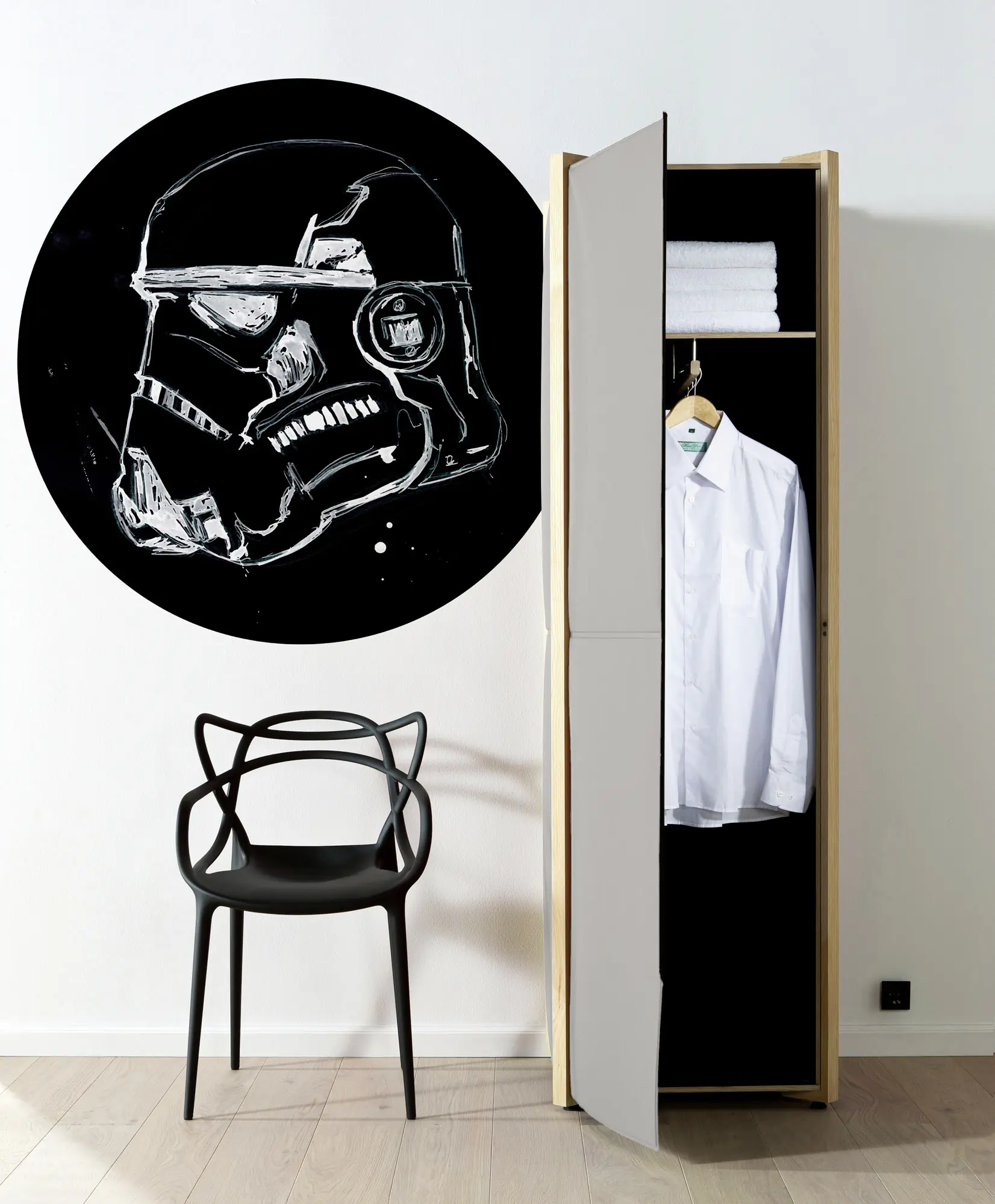 Komar Vlies Fototapete Dot Star Wars Ink Storm Ø 128 cm, selbstklebend