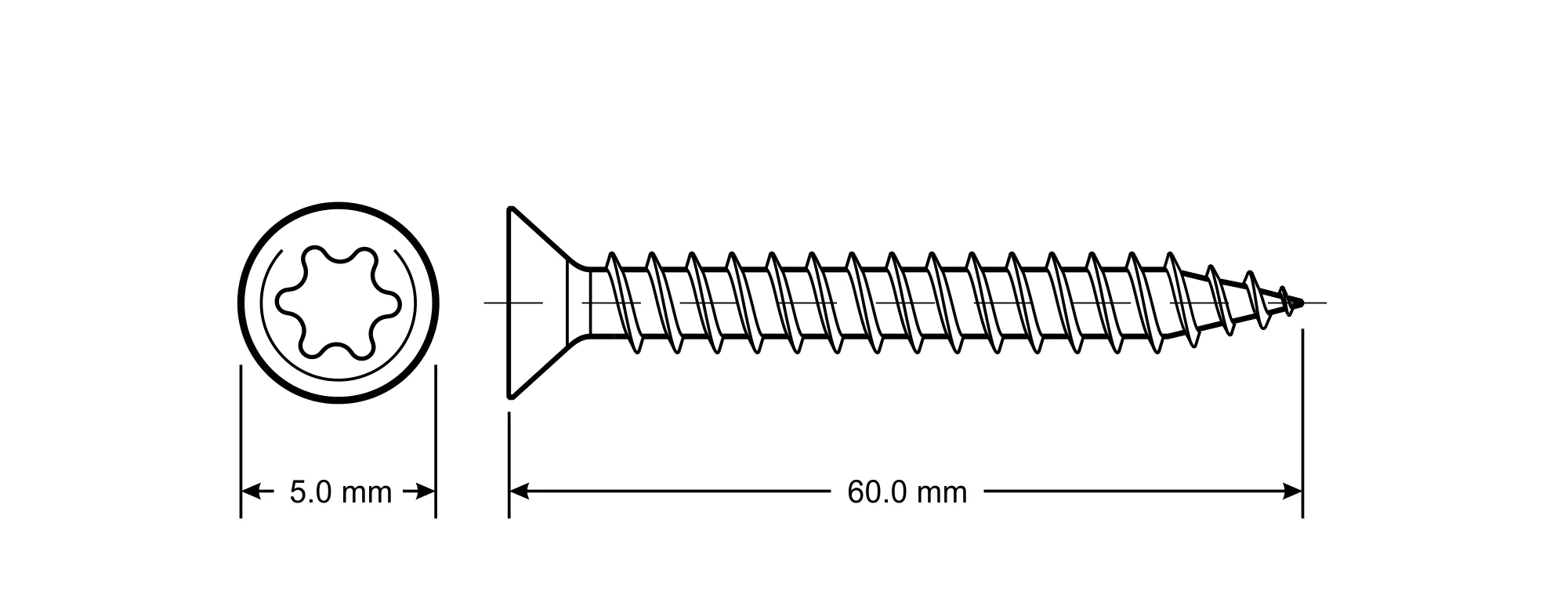 TrendLine Edelstahlschrauben 5.0 x 60 mm TX 25 - 80 Stück