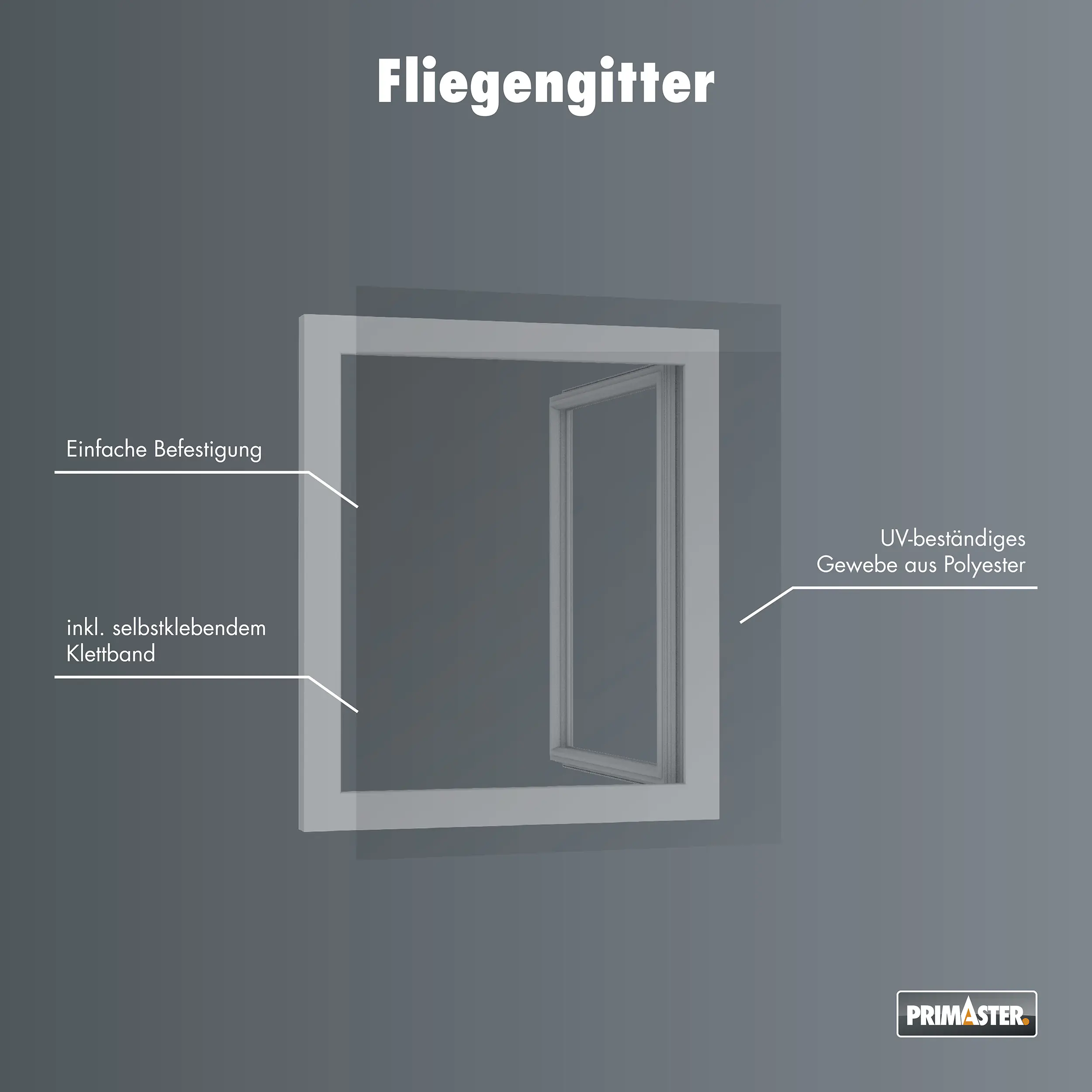 Primaster Fliegengitter 130 x 150 cm anthrazit kürzbar