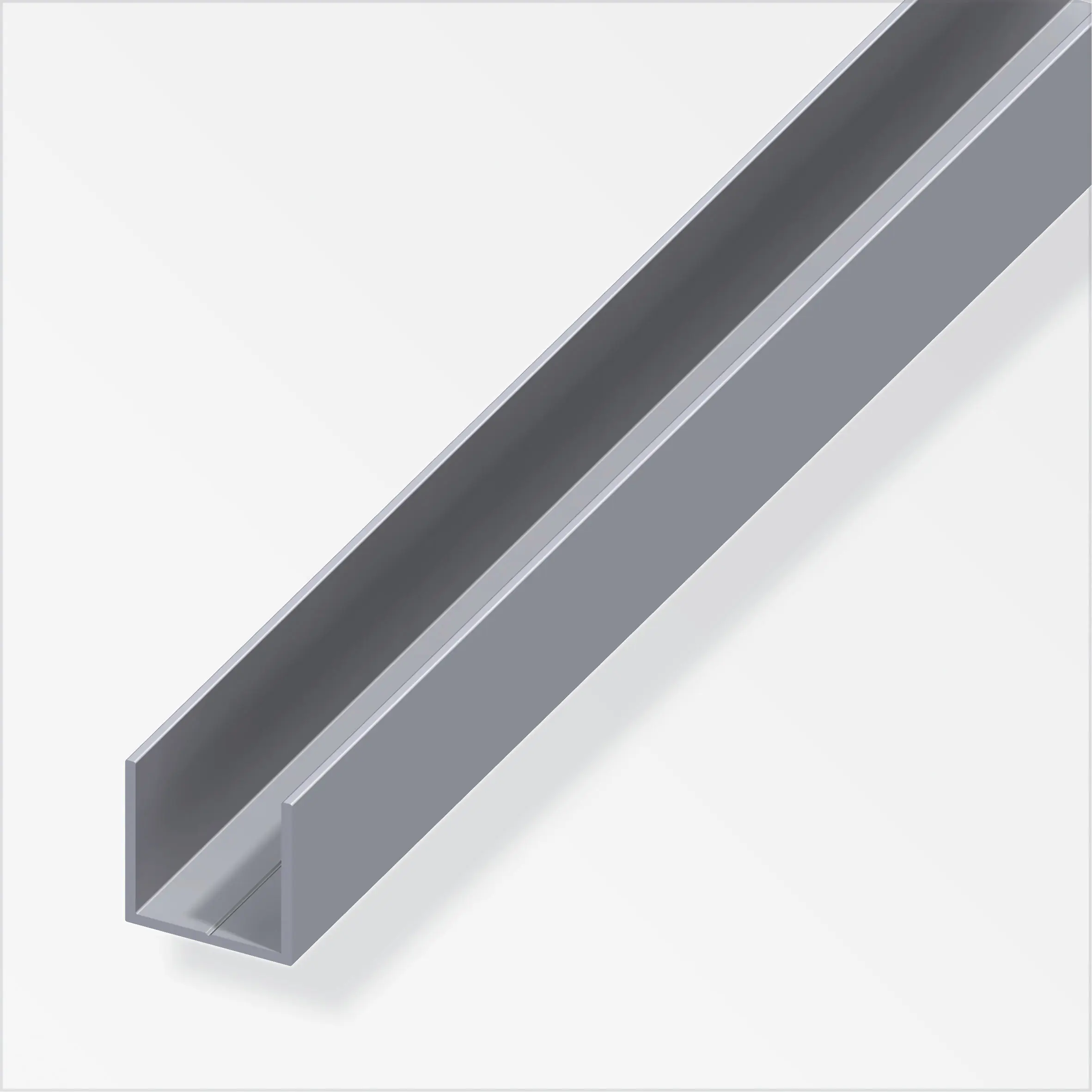 alfer Quadrat-U 2.5 m, 15.5 x 1.5 mm Aluminium roh blank