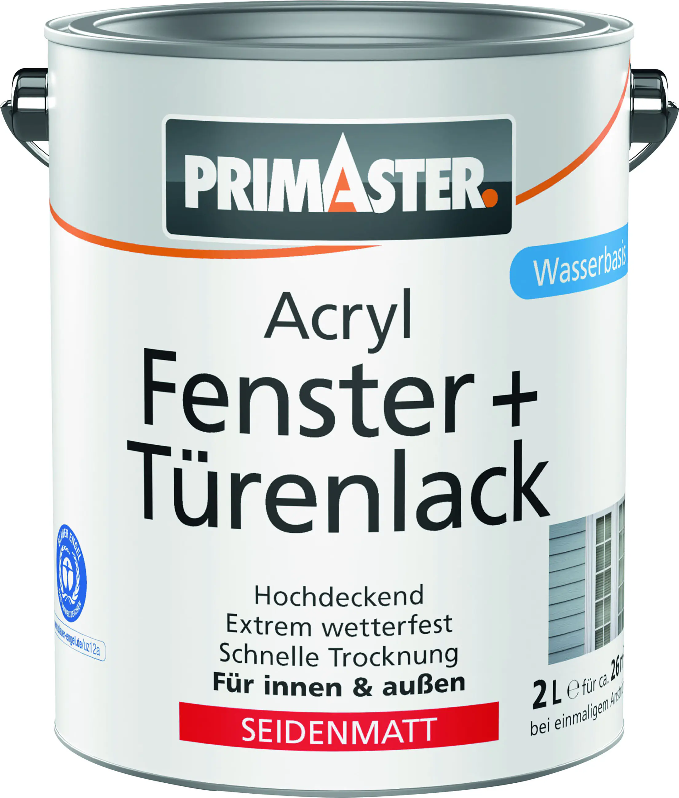 Primaster Acryl Fenster + Türenlack weiß seidenmatt 2 L  Primaster Acryl Fenster + Türenlack weiß seidenmatt 2 L