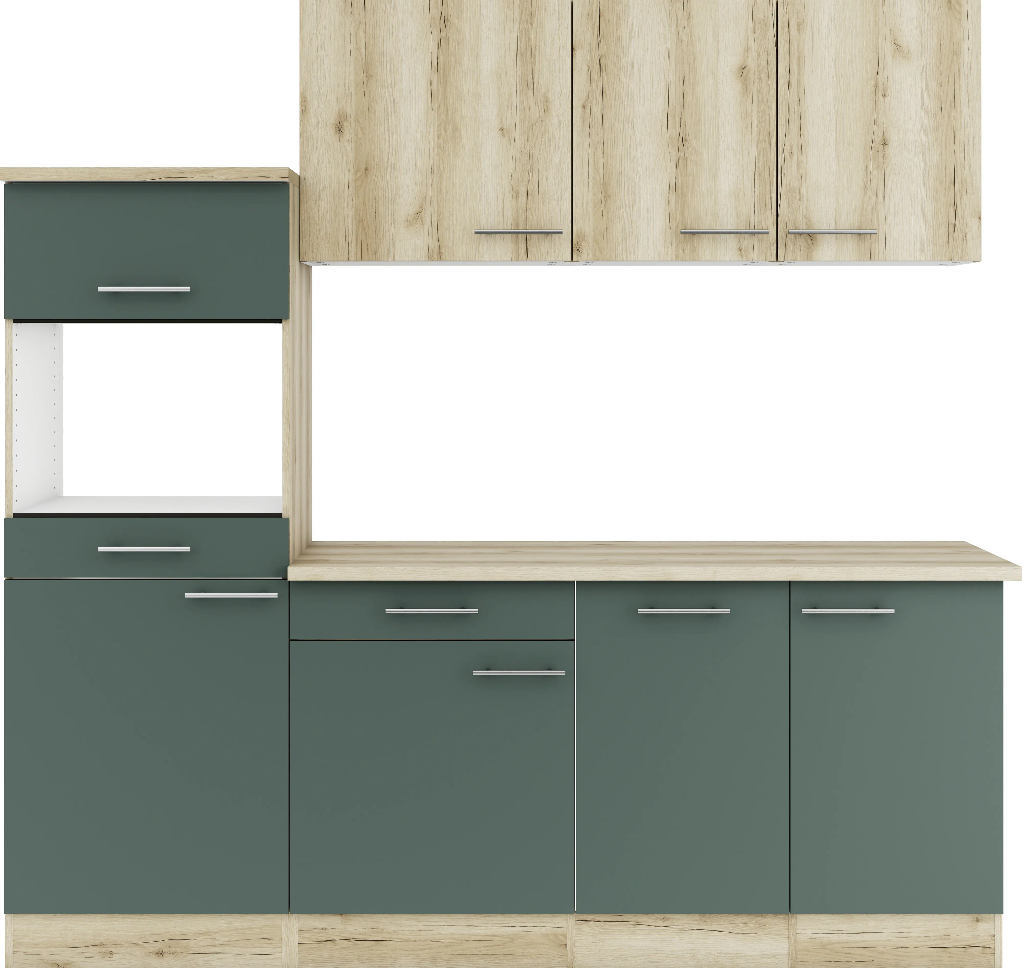 Optifit Küchenzeile Livorno 290/Savona 405 ohne Geräte wildeiche 210 cm