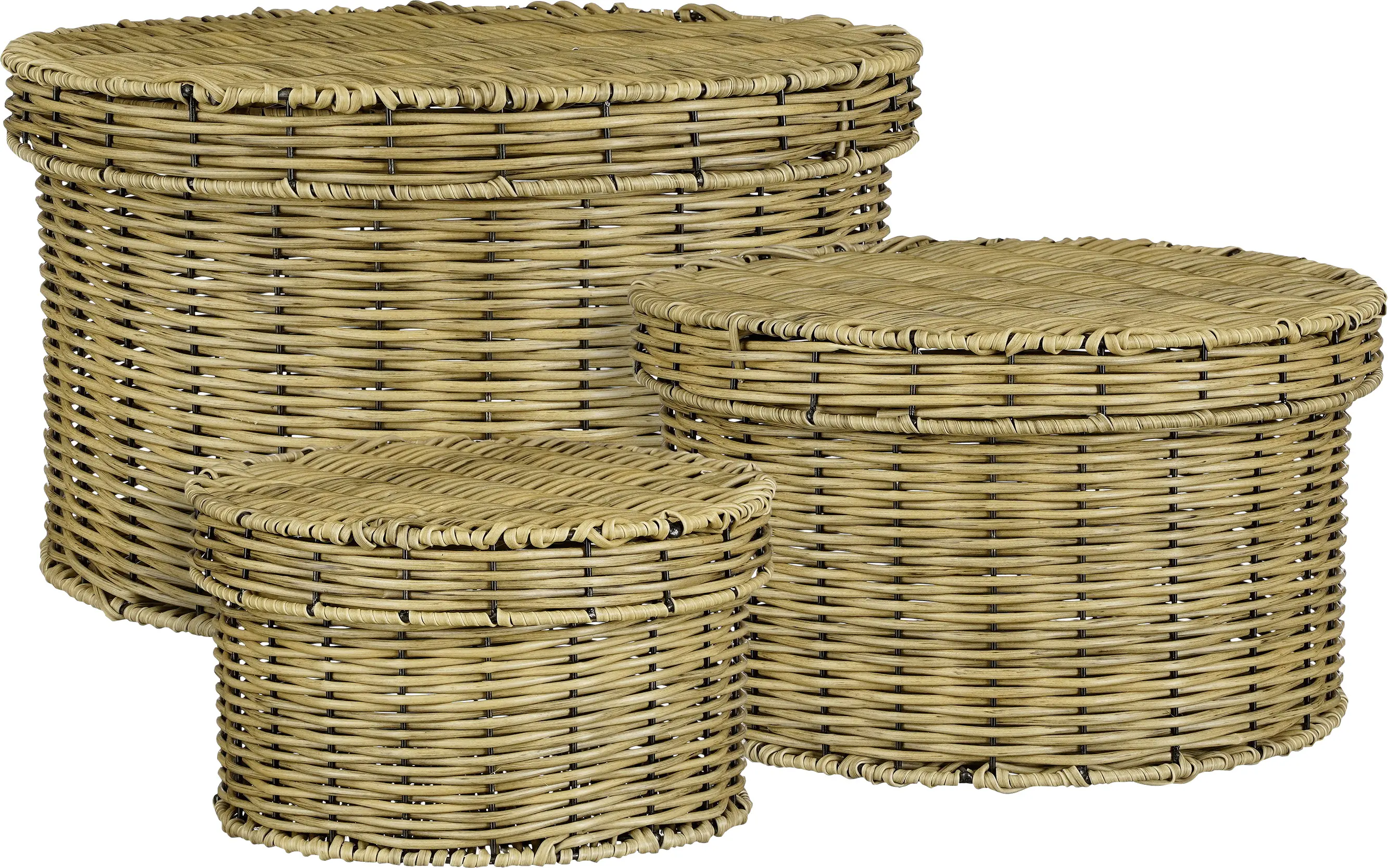 Mica Decorations Aufbewahrungskorb Liam Ø 44 x 26 cm braun 3 Stück