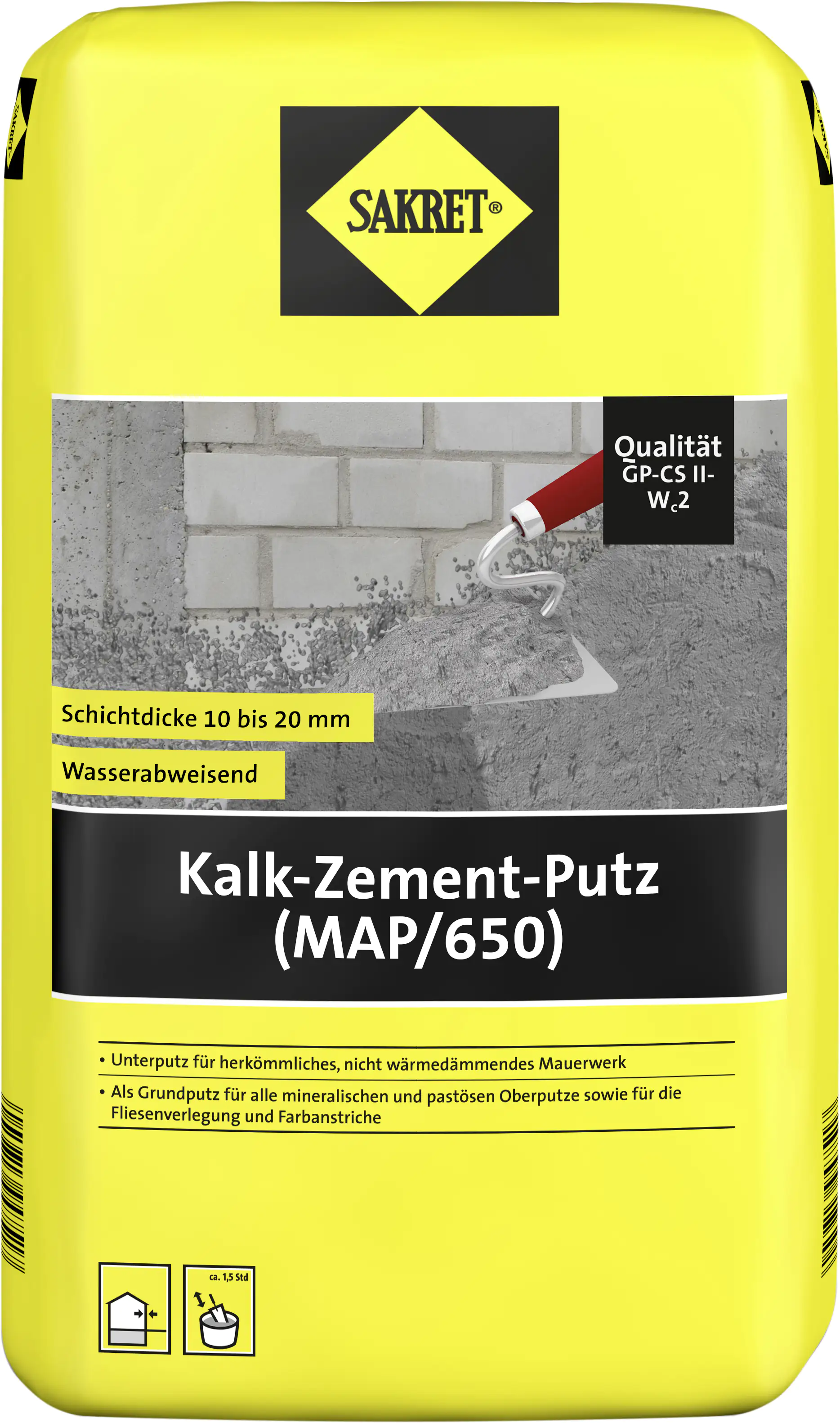 SAKRET Kalk-Zement-Putz (MAP/650) 25 kg Sack grau 1,0 mm 42 St. Palettenabnahme