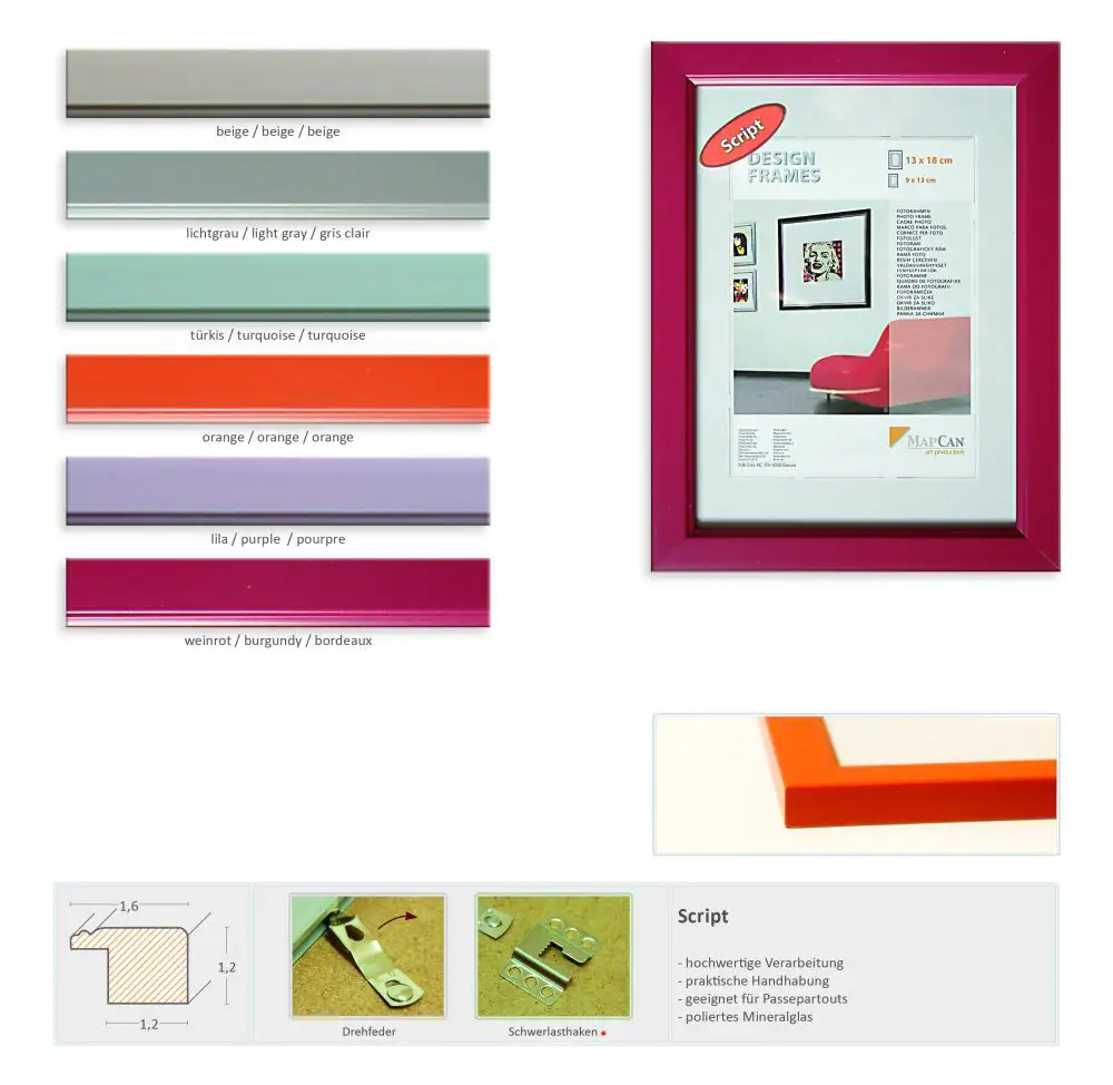 Holz Bilderrahmen Script schwarz, 40 x 50 cm