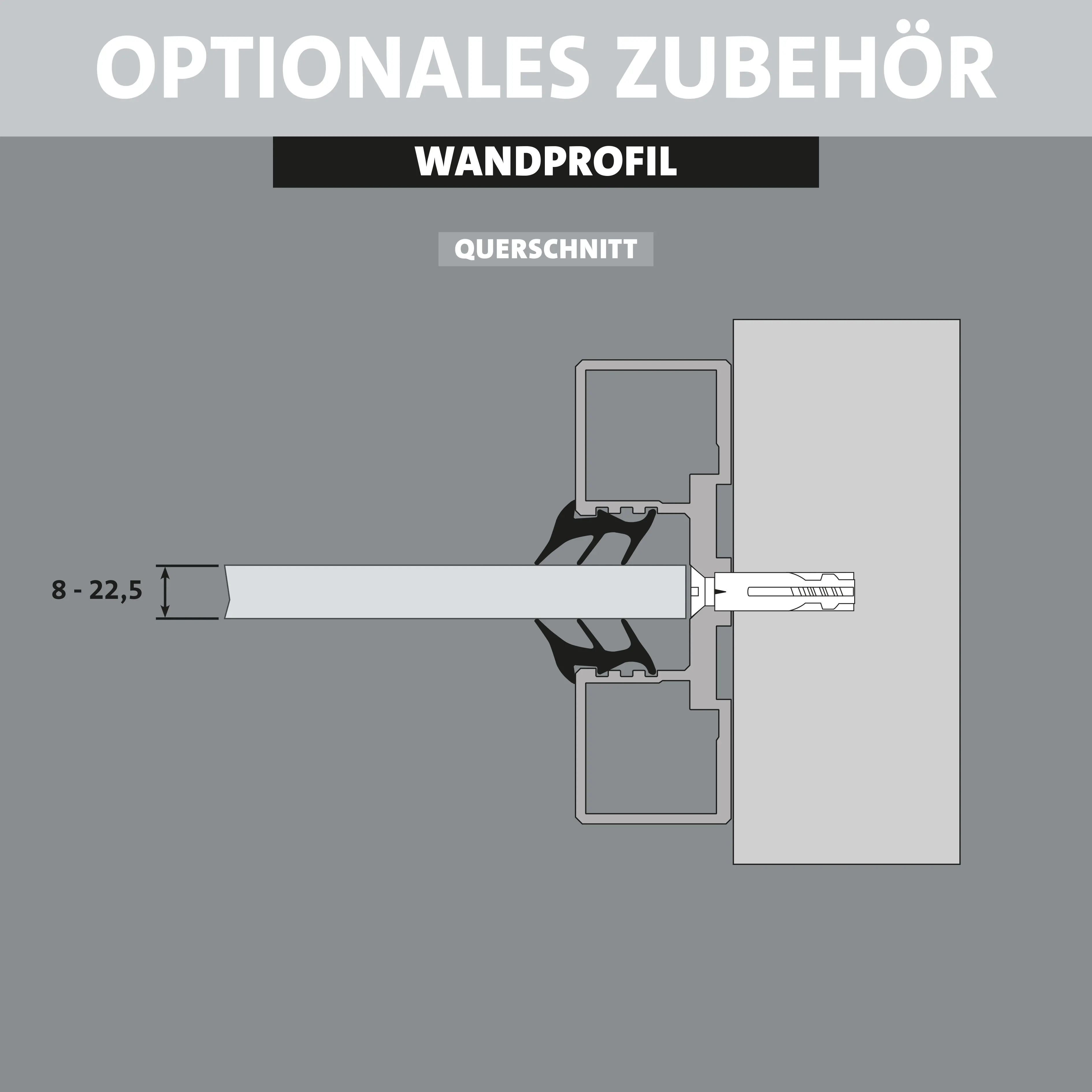 Ambiente Wandprofil Aluminium zum Anschrauben 187 cm anthrazit    