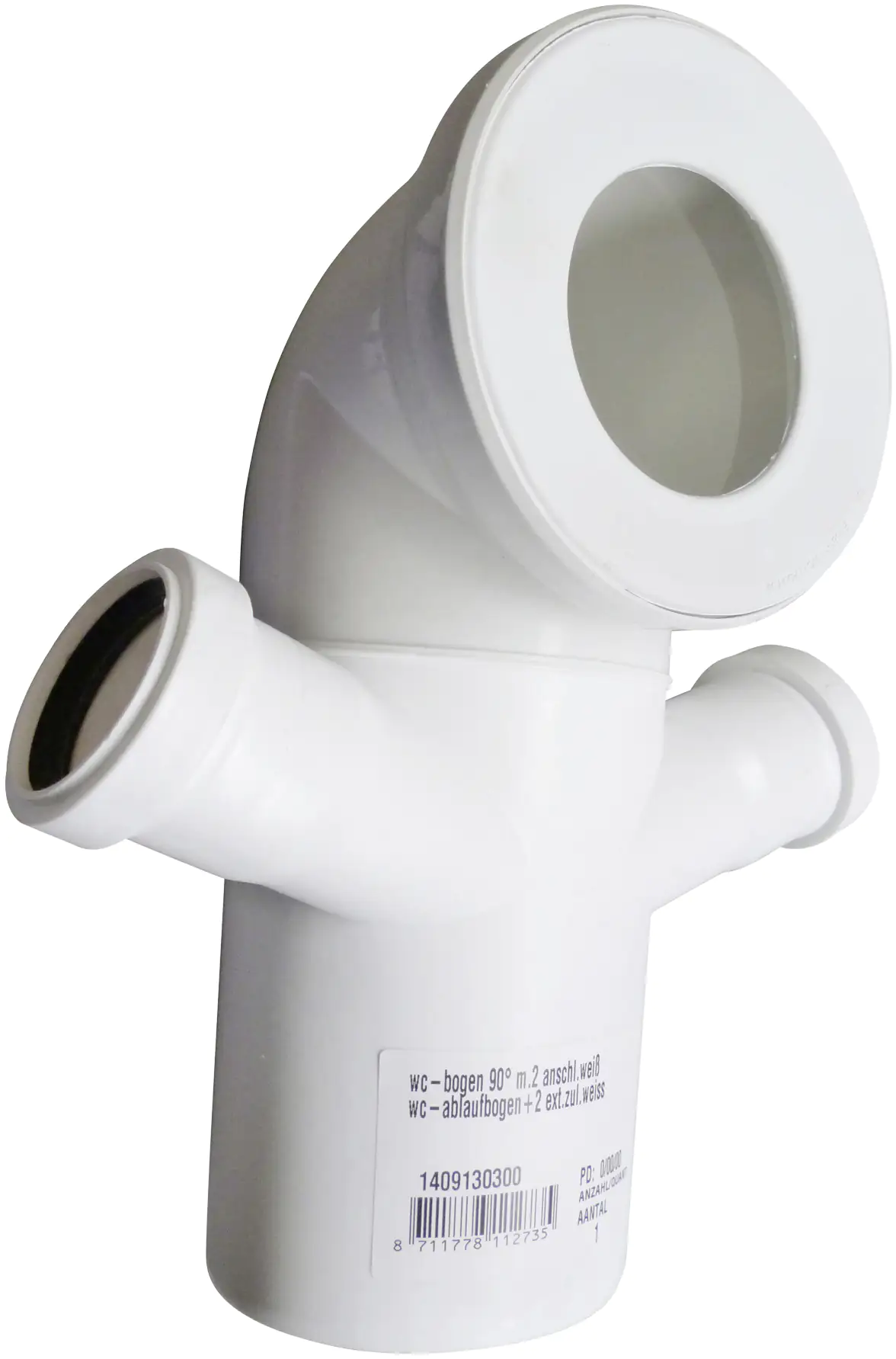 Wisa WC-Anschlussbogen weiß, mit zwei zusätzlichen Zuläufen